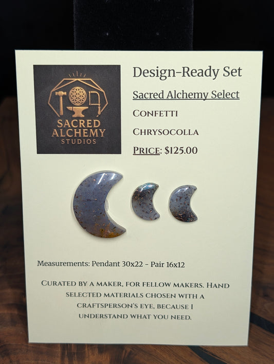Crescent Moon Shape - Confetti Chrysocolla - Sacred Alchemy Select - Design-Ready Set