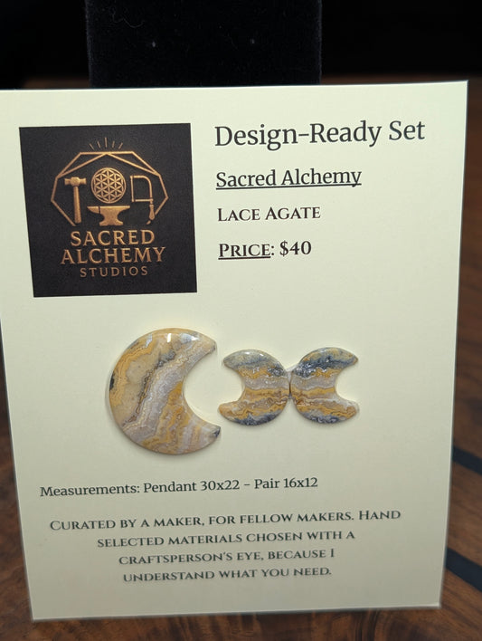 Crescent Moon - Lace Agate - Design-Ready Set by Sacred Alchemy Studios