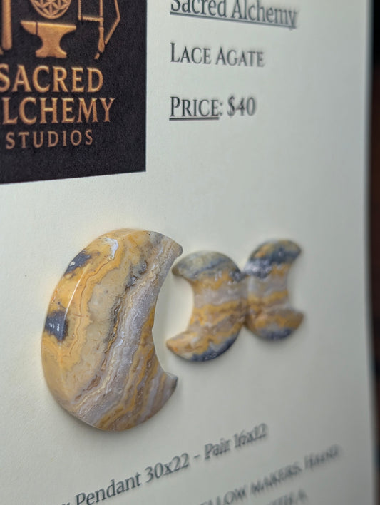 Crescent Moon - Lace Agate - Design-Ready Set by Sacred Alchemy Studios