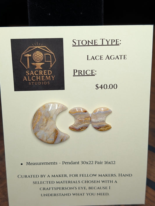 Crescent Moon - Lace Agate - Design-Ready Set by Sacred Alchemy Studios