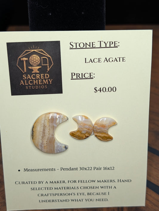 Crescent Moon - Lace Agate - Design-Ready Set by Sacred Alchemy Studios