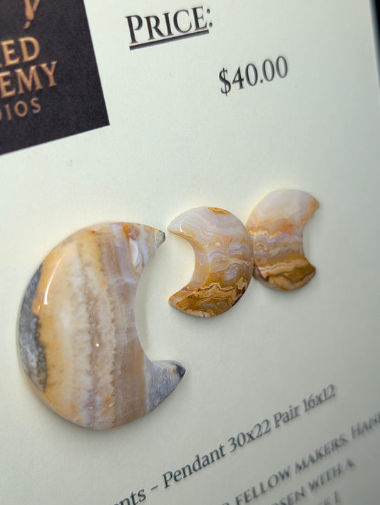 Crescent Moon - Lace Agate - Design-Ready Set by Sacred Alchemy Studios