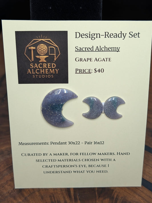 Crescent Moon - Grape Agate - Design-Ready Set by Sacred Alchemy Studios