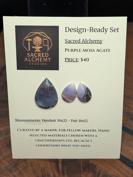 Tear Shape - Purple Moss Agate - Design-Ready Set by Sacred Alchemy Studios