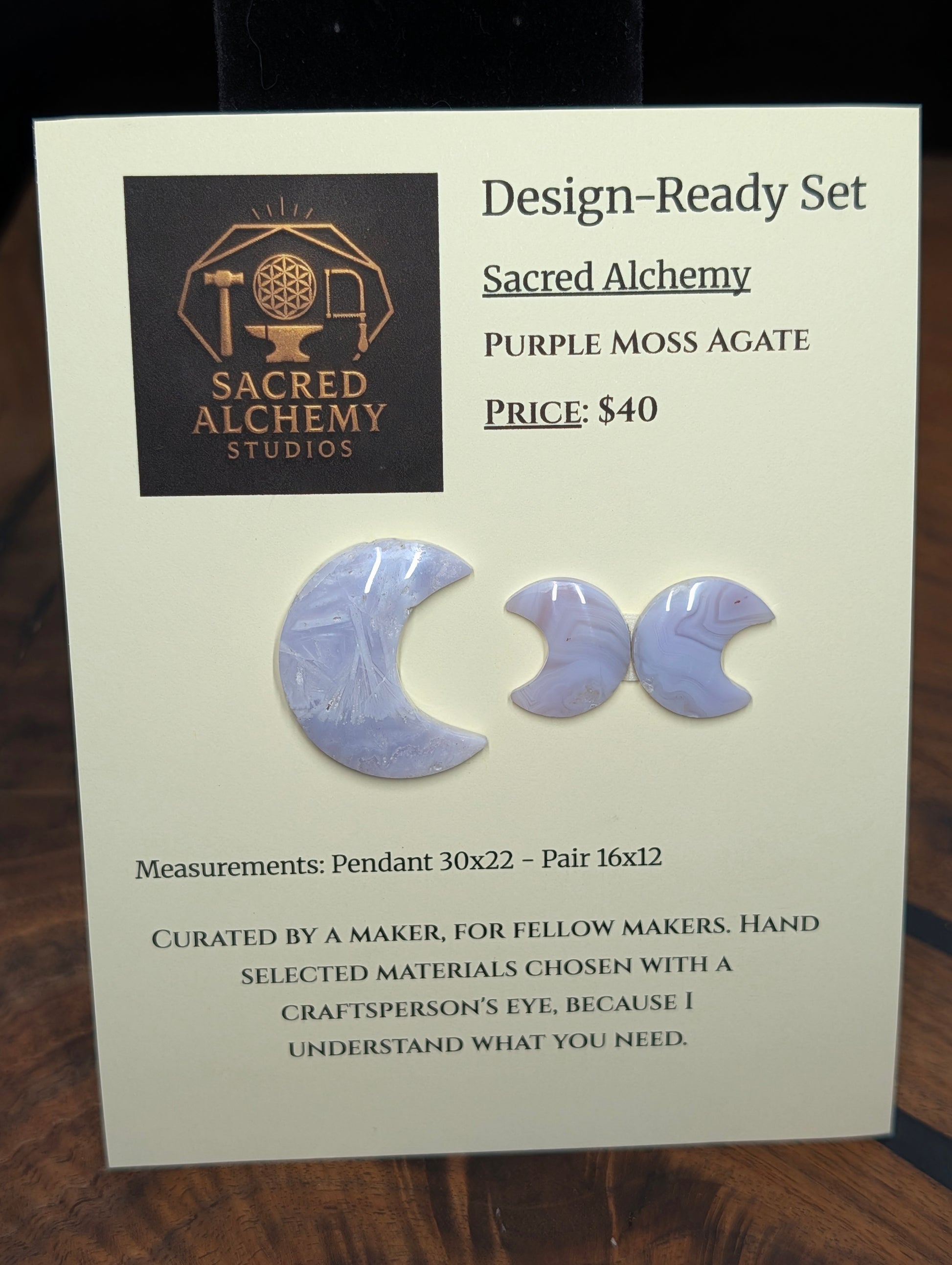 Crescent Moon - Purple Moss Agate - Design-Ready Set by Sacred Alchemy Studios