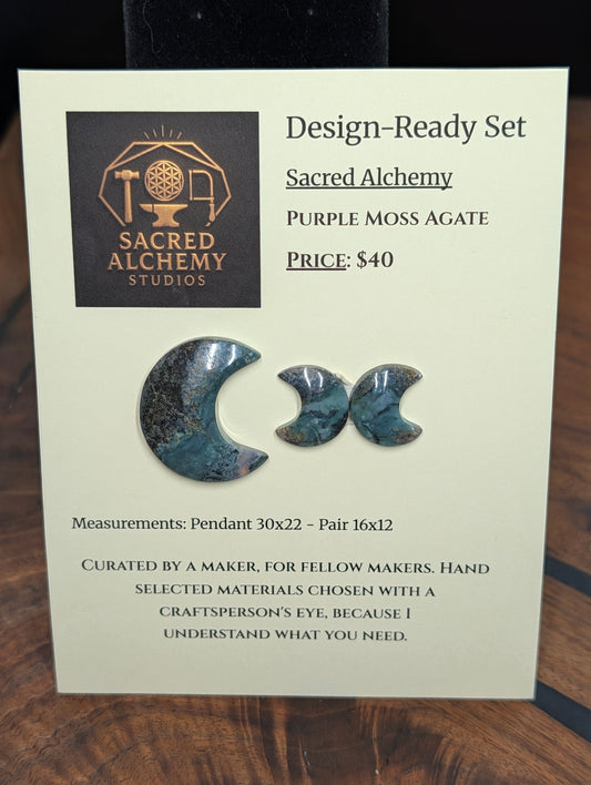 Crescent Moon - Purple Moss Agate - Design-Ready Set by Sacred Alchemy Studios