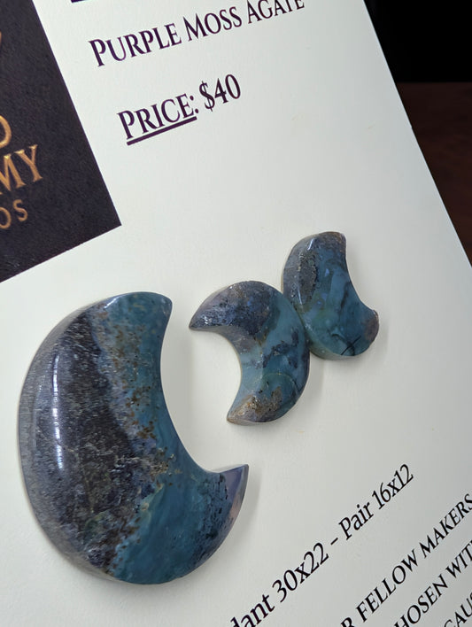 Crescent Moon - Purple Moss Agate - Design-Ready Set by Sacred Alchemy Studios