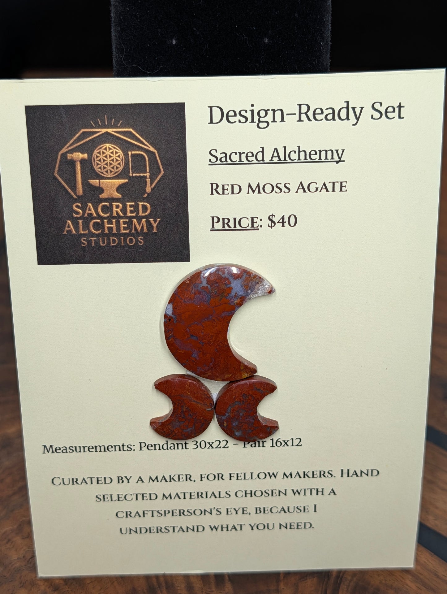 Crescent Moon - Red Moss Agate - Design-Ready Sets by Sacred Alchemy Studios