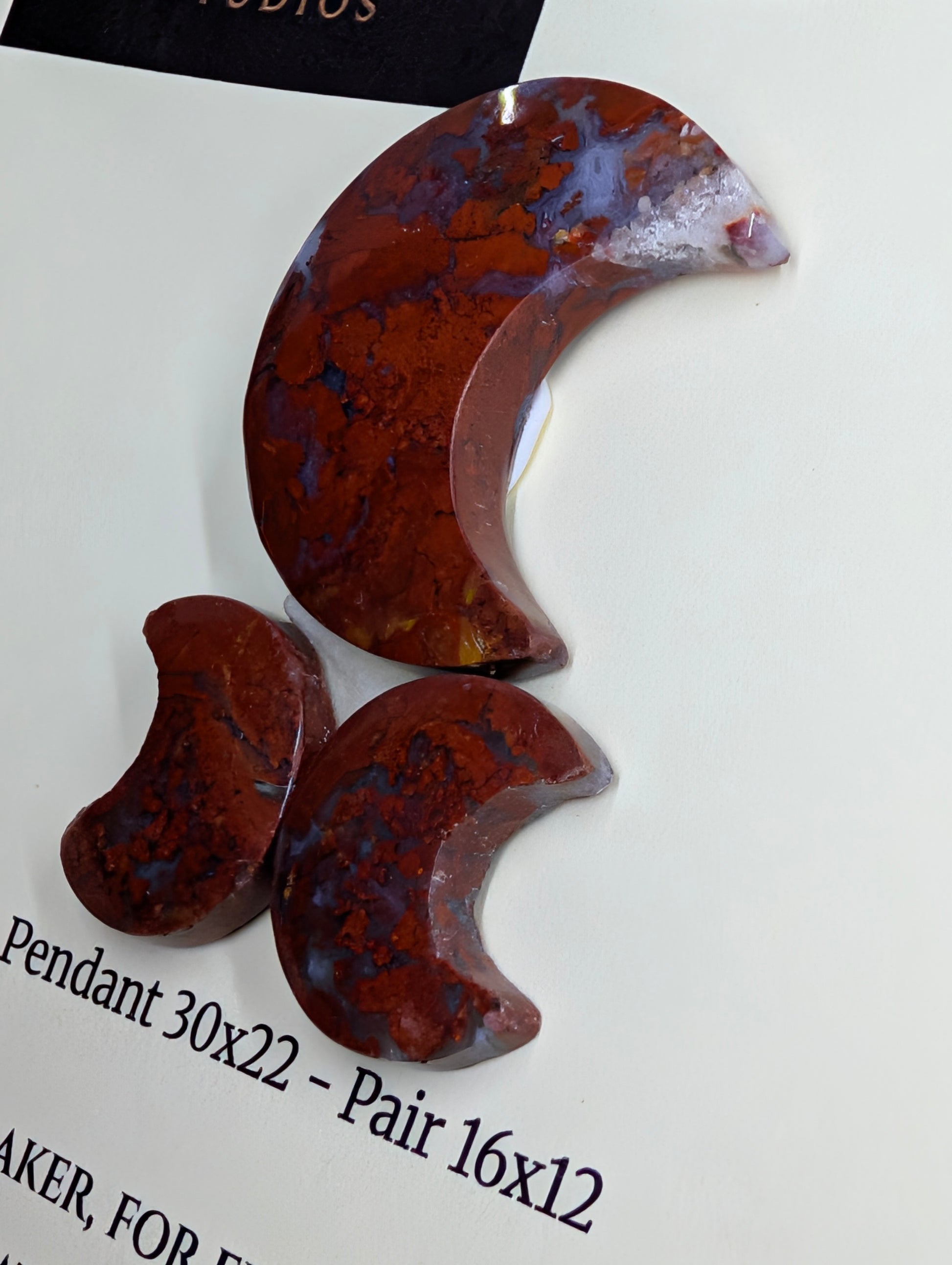 Crescent Moon - Red Moss Agate - Design-Ready Sets by Sacred Alchemy Studios