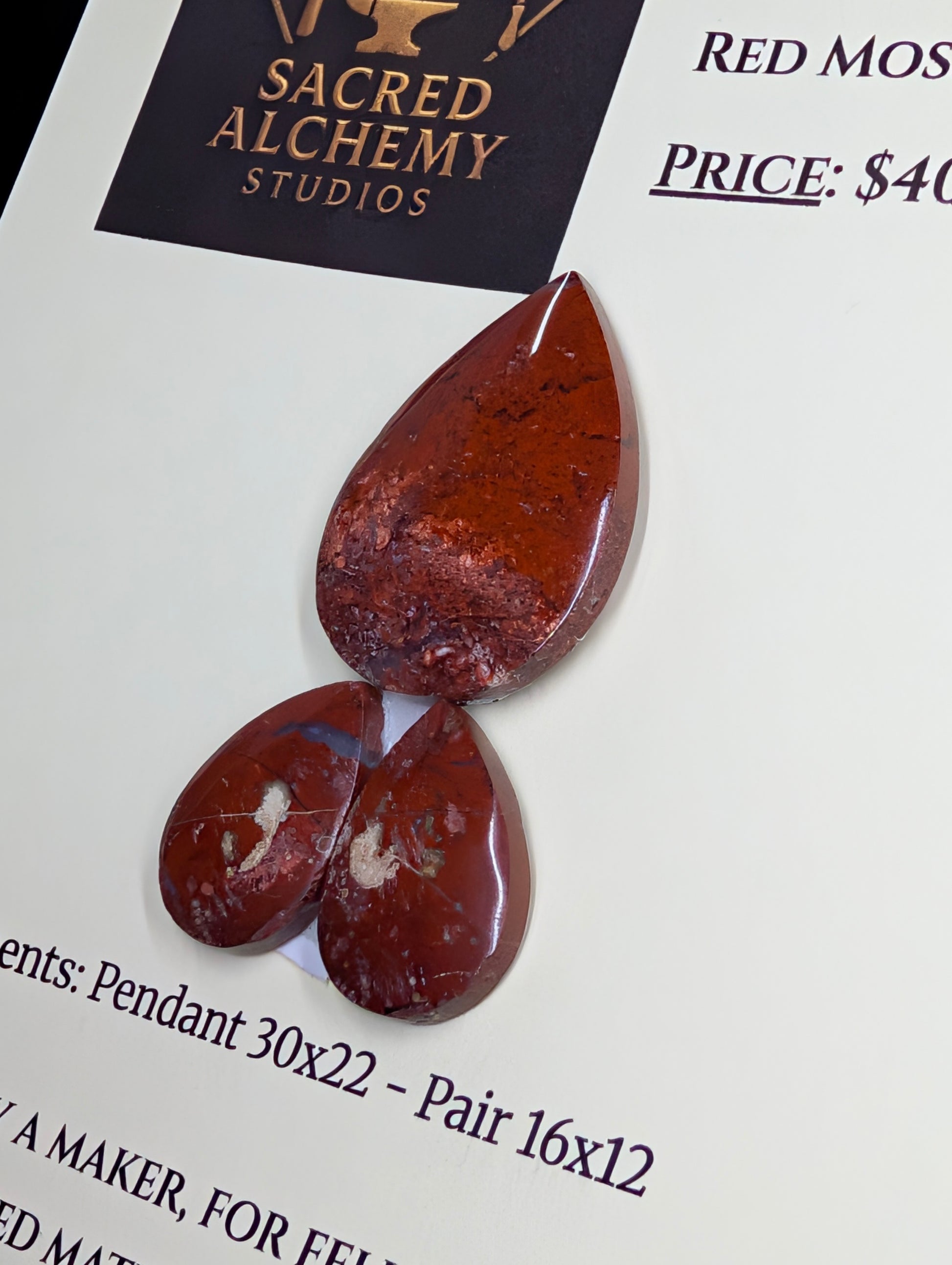 Tear Shape - Red Moss Agate - Design-Ready Sets by Sacred Alchemy Studios