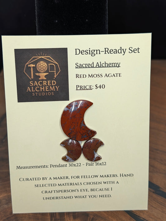 Crescent Moon - Red Moss Agate - Design-Ready Sets by Sacred Alchemy Studios