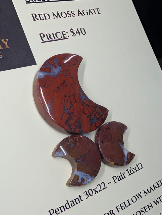 Crescent Moon - Red Moss Agate - Design-Ready Sets by Sacred Alchemy Studios