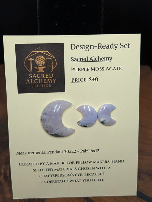 Crescent Moon - Purple Moss Agate - Design-Ready Set by Sacred Alchemy Studios