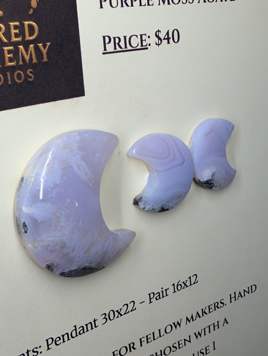 Crescent Moon - Purple Moss Agate - Design-Ready Set by Sacred Alchemy Studios
