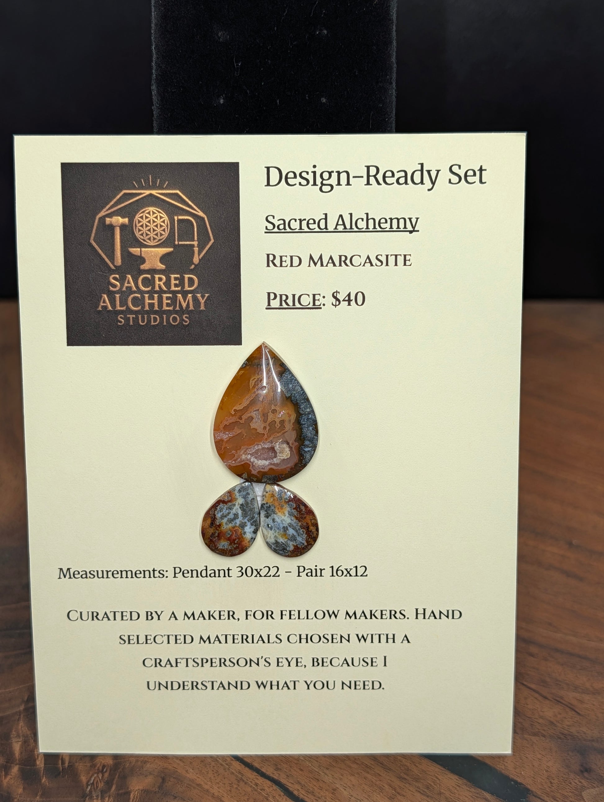 Tear Shape - Red Marcasite - Design-Ready Sets by Sacred Alchemy Studios