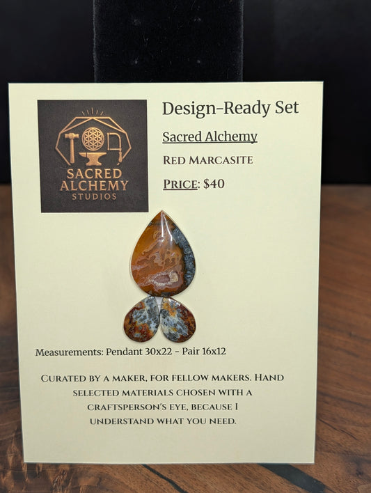 Tear Shape - Red Marcasite - Design-Ready Sets by Sacred Alchemy Studios