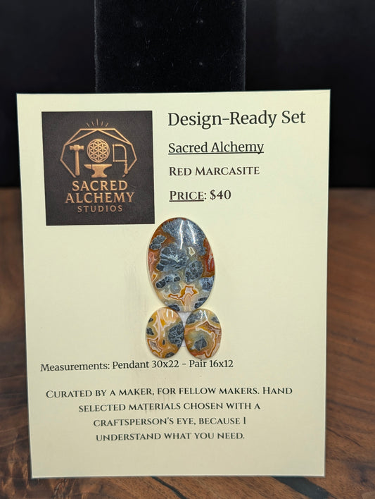 Oval Shape - Red Marcasite - Design-Ready Sets by Sacred Alchemy Studios