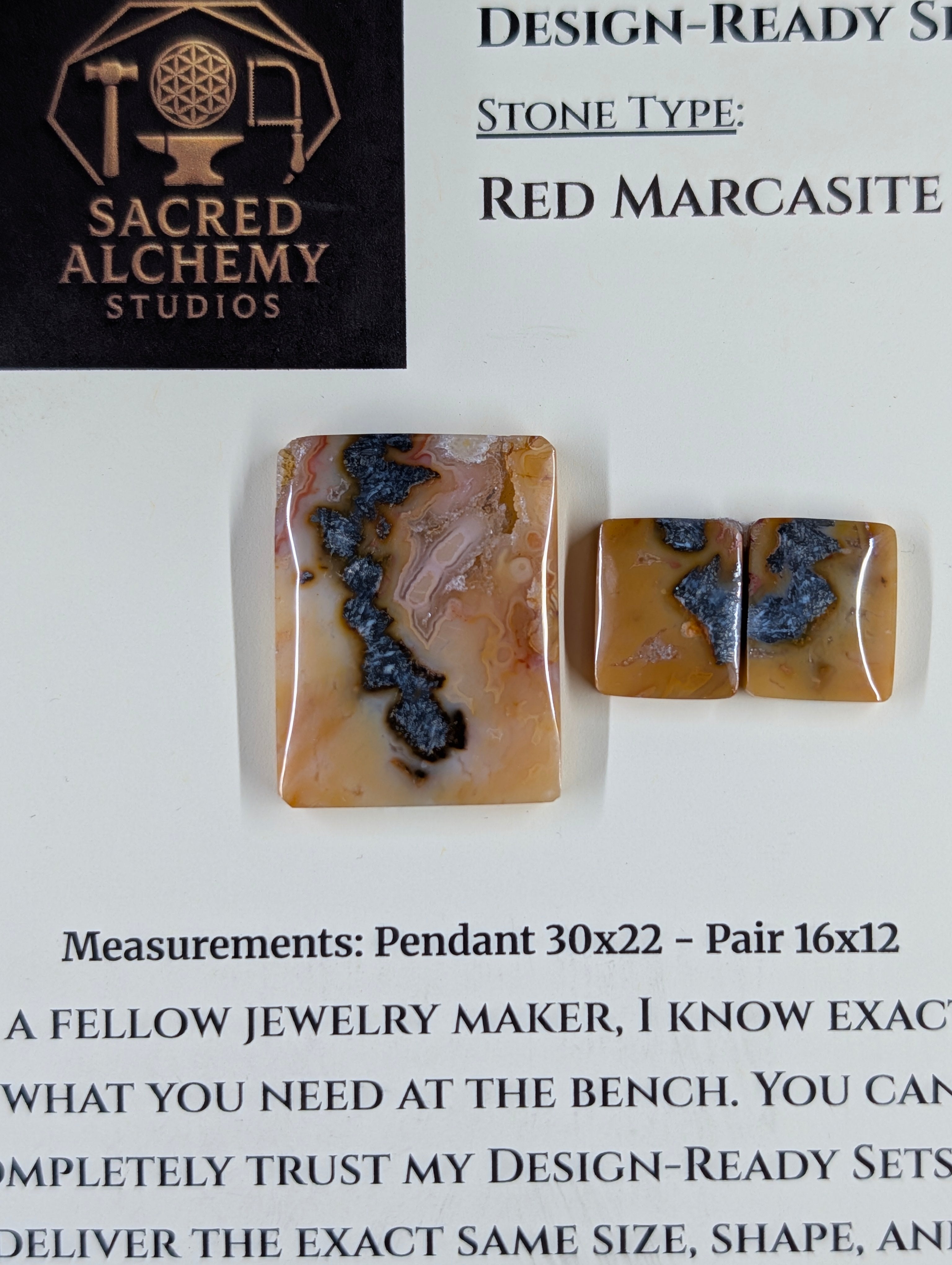 Rectangle Shape - Red Marcasite - Design-Ready Sets by Sacred Alchemy Studios