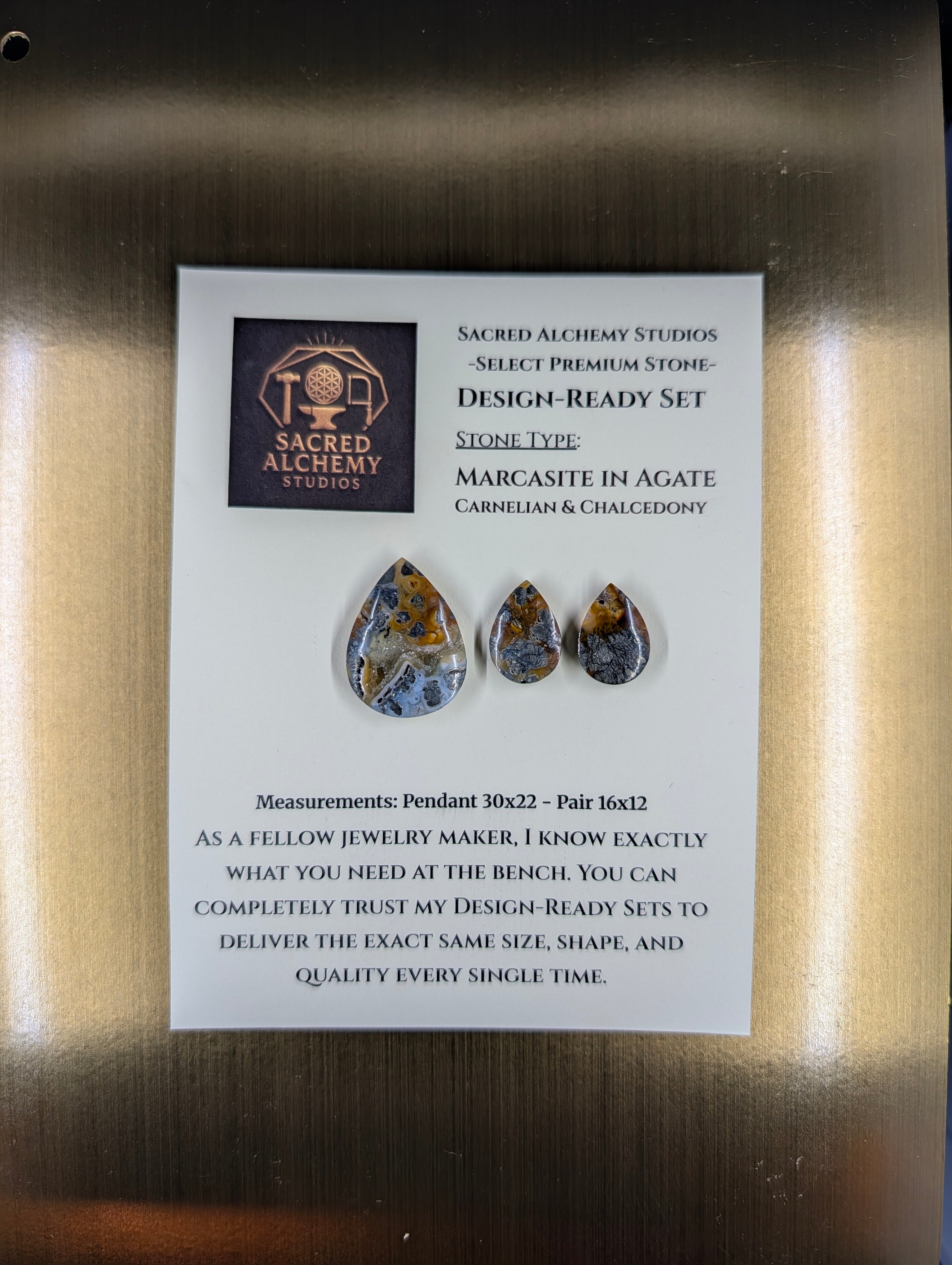 Tear Shape - Marcasite in Agate - Sacred Alchemy Select - Design-Ready Set by Sacred Alchemy Studios