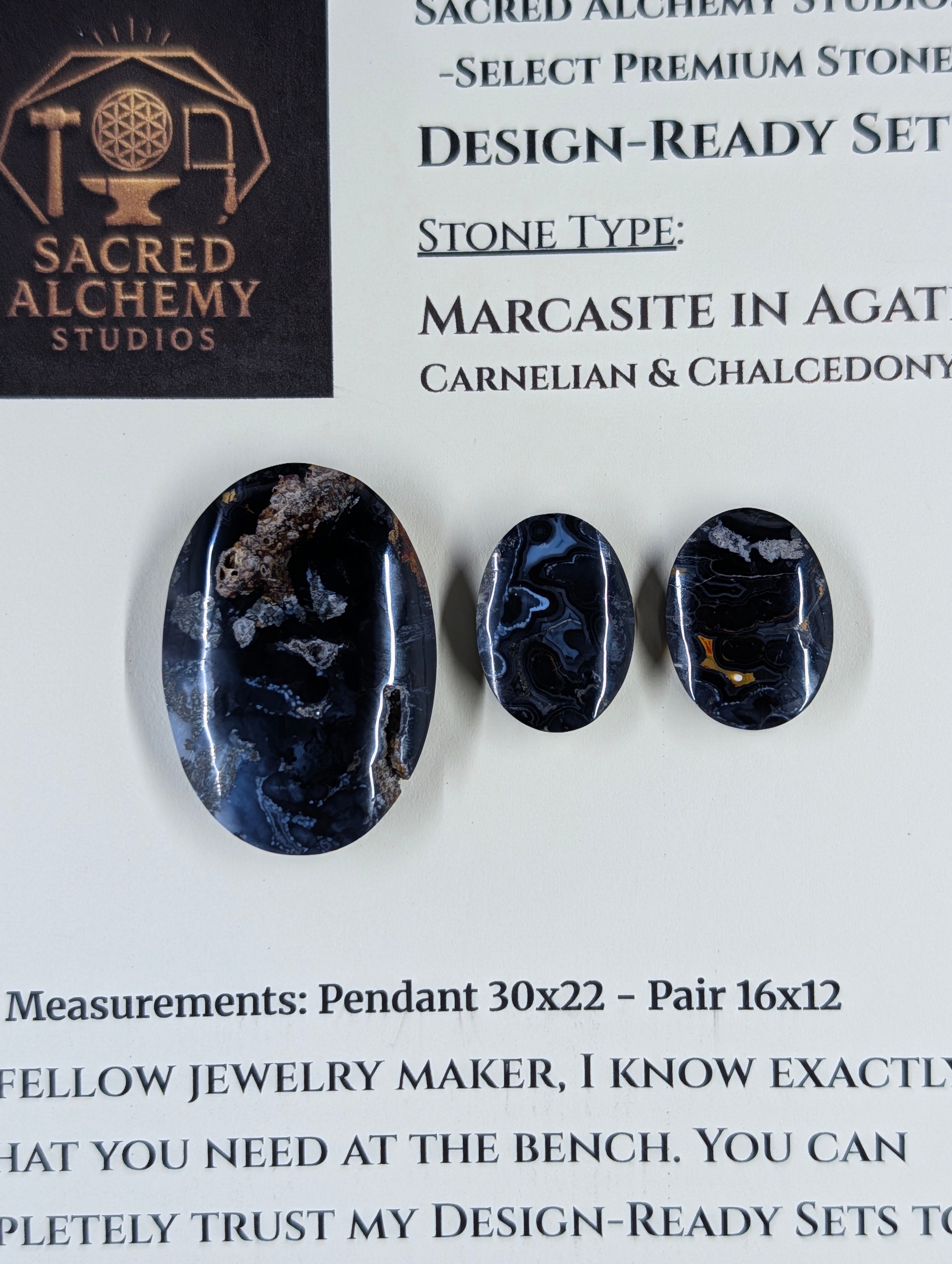 Oval Shape - Marcasite in Agate - Sacred Alchemy Select Premium Collection - Design-Ready Set by Sacred Alchemy Studios