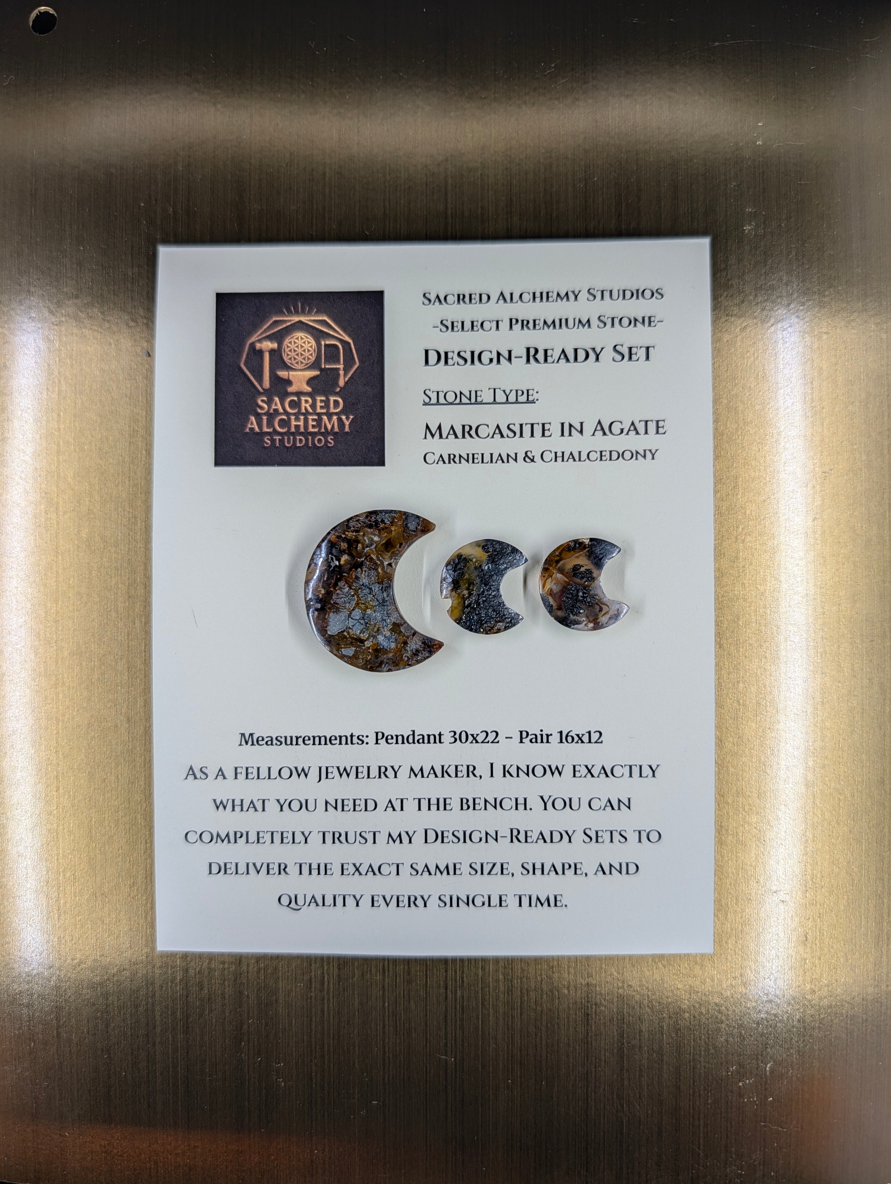 Crescent Moon - Marcasite in Agate - Sacred Alchemy Select Premium Collection - Design-Ready Set by Sacred Alchemy Studios