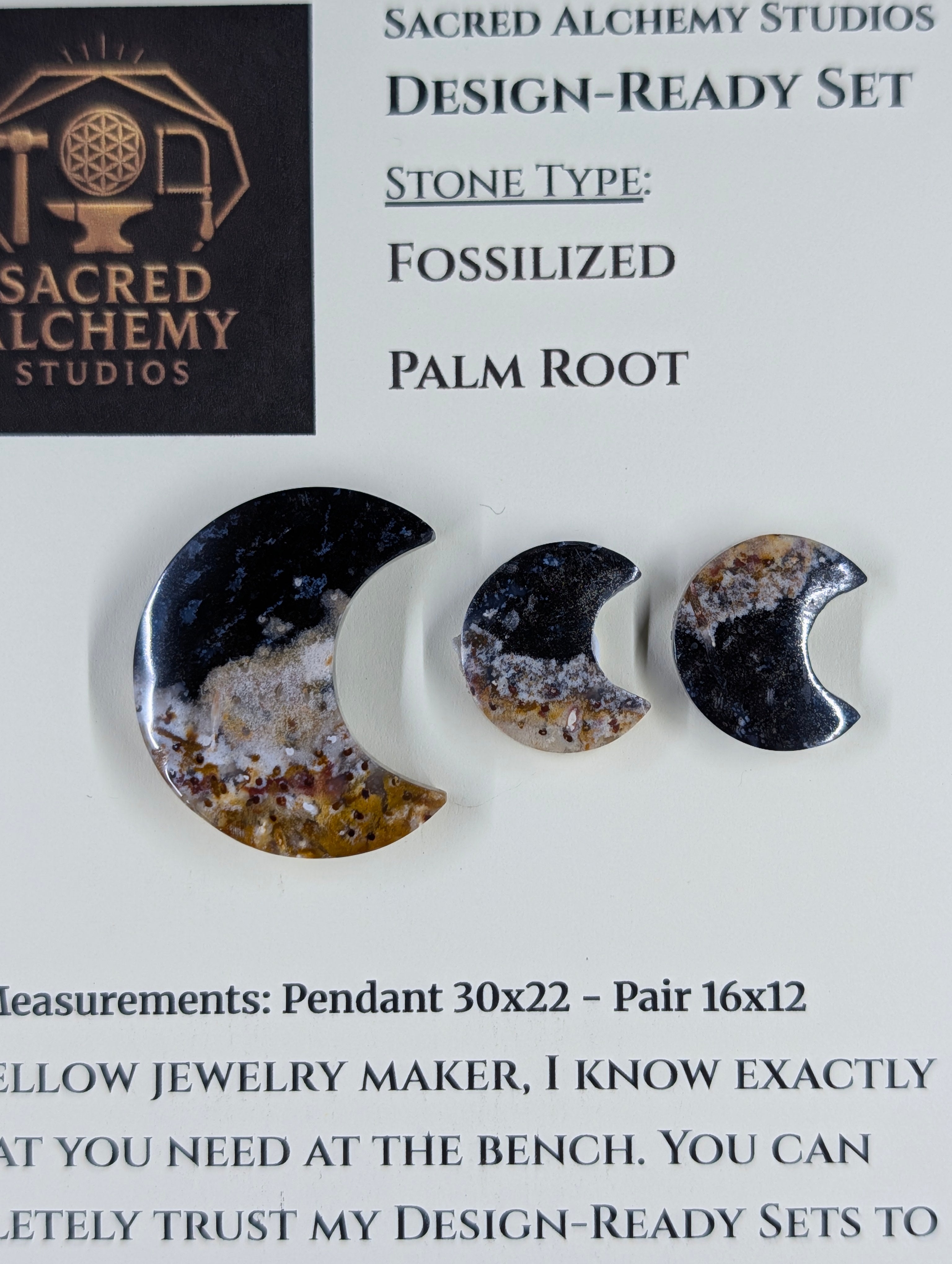 Crescent Moon - Fossilized Palm Root - Design-Ready Set by Sacred Alchemy Studios