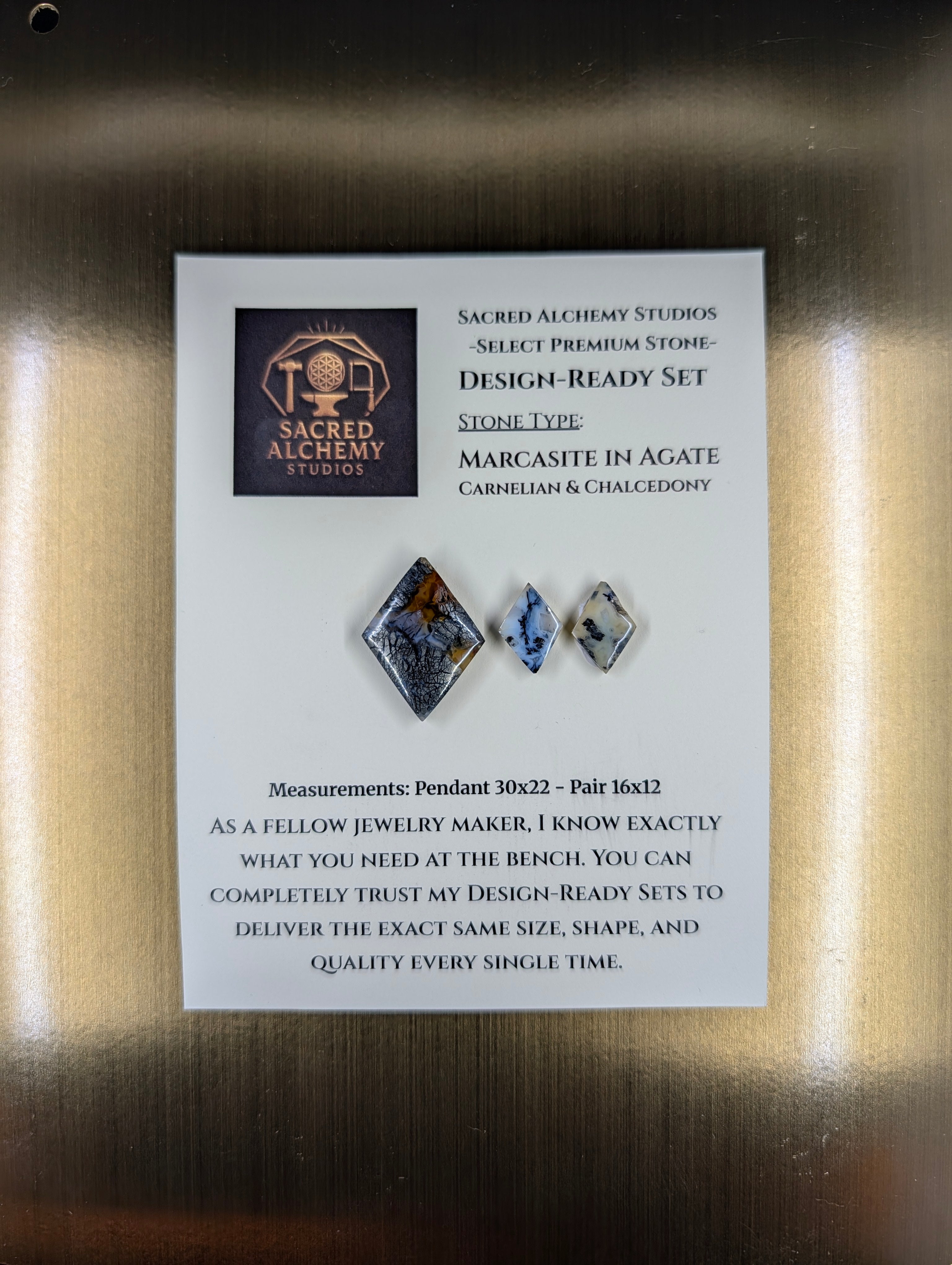 Rhombus Shape - Marcasite in Agate - Sacred Alchemy Select Premium Collection - Design-Ready Set by Sacred Alchemy Studios