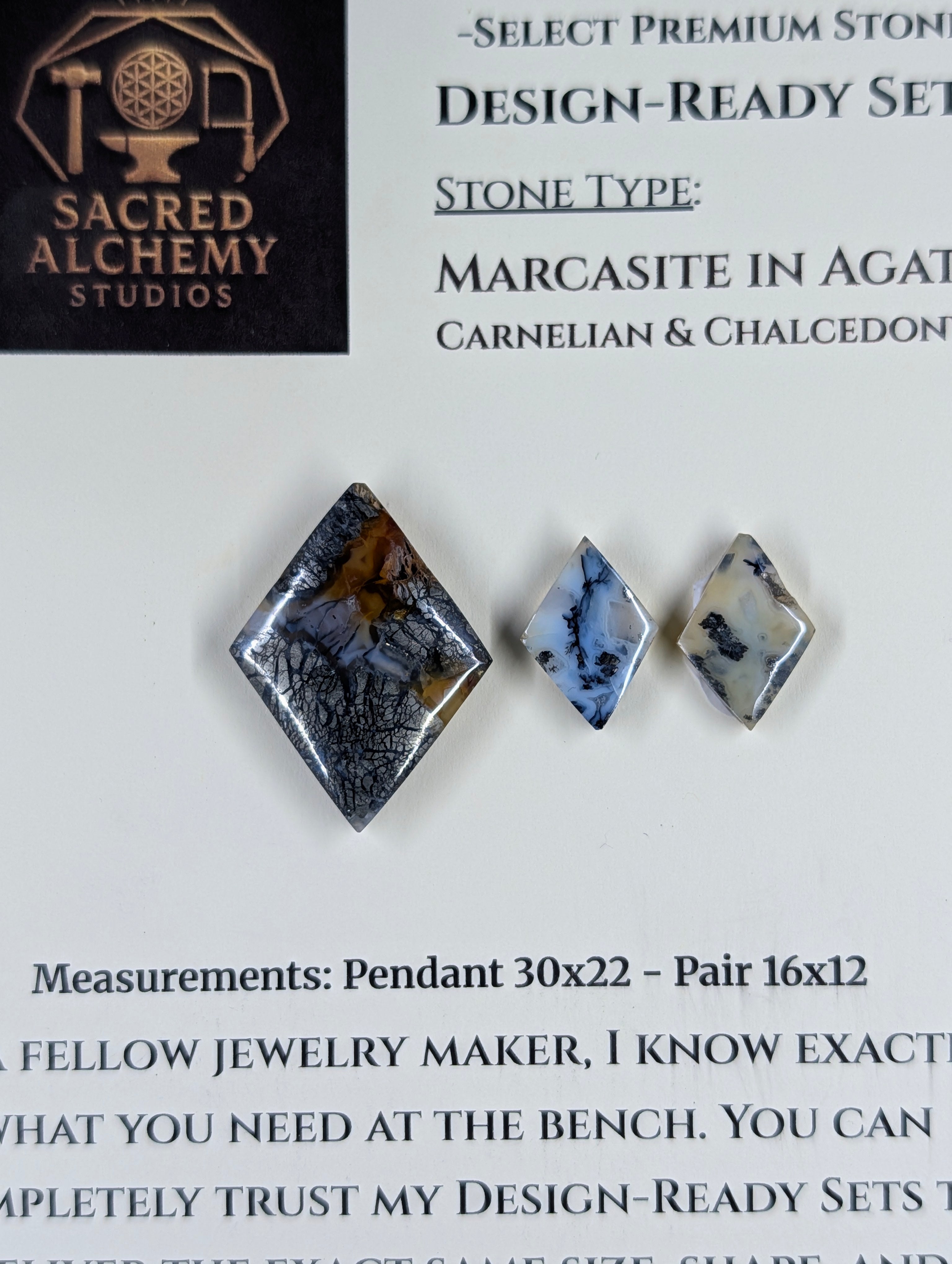 Rhombus Shape - Marcasite in Agate - Sacred Alchemy Select Premium Collection - Design-Ready Set by Sacred Alchemy Studios