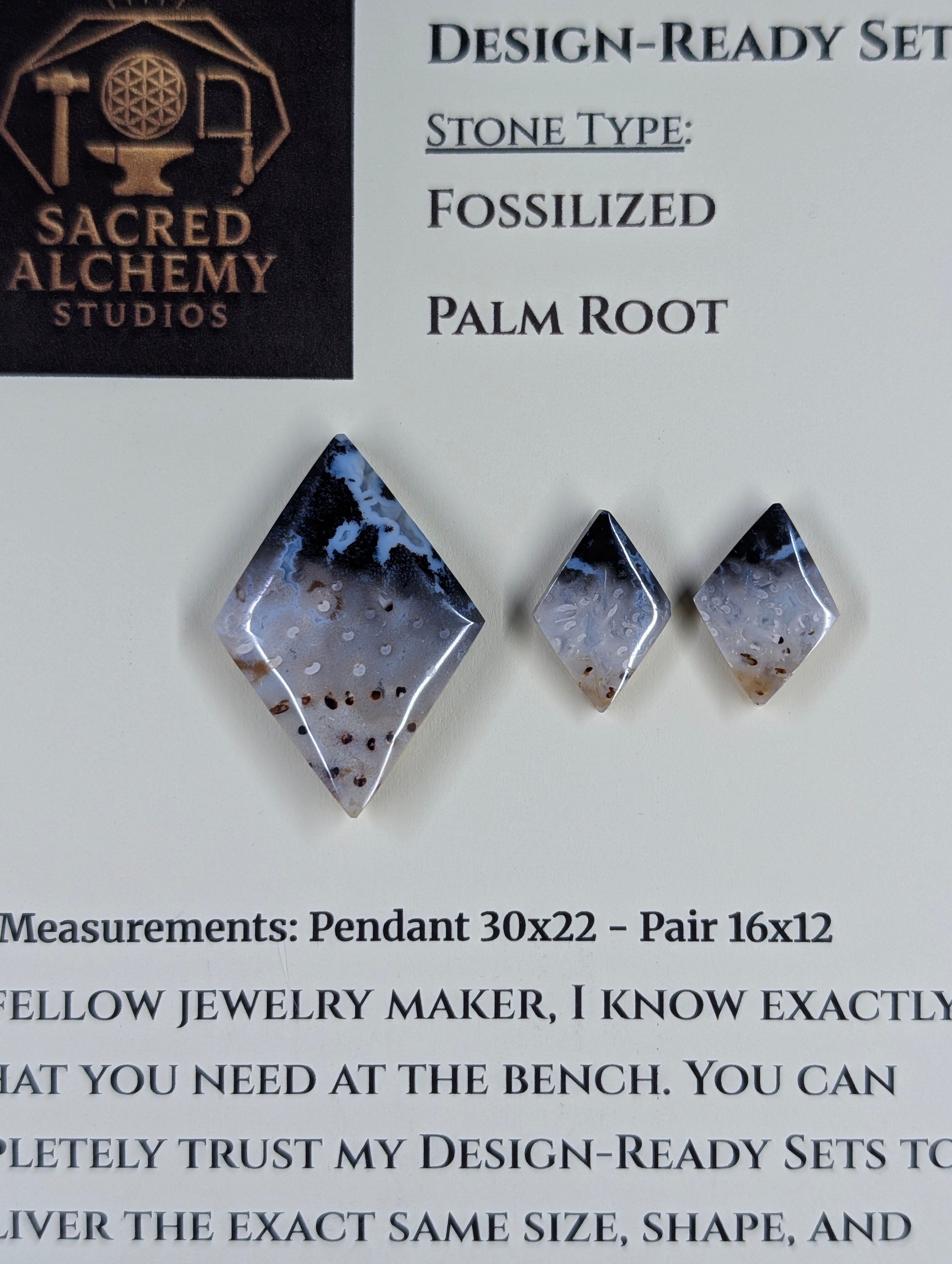 Rhombus Shape - Fossilized Palm Root - Design-Ready Set by Sacred Alchemy Studios