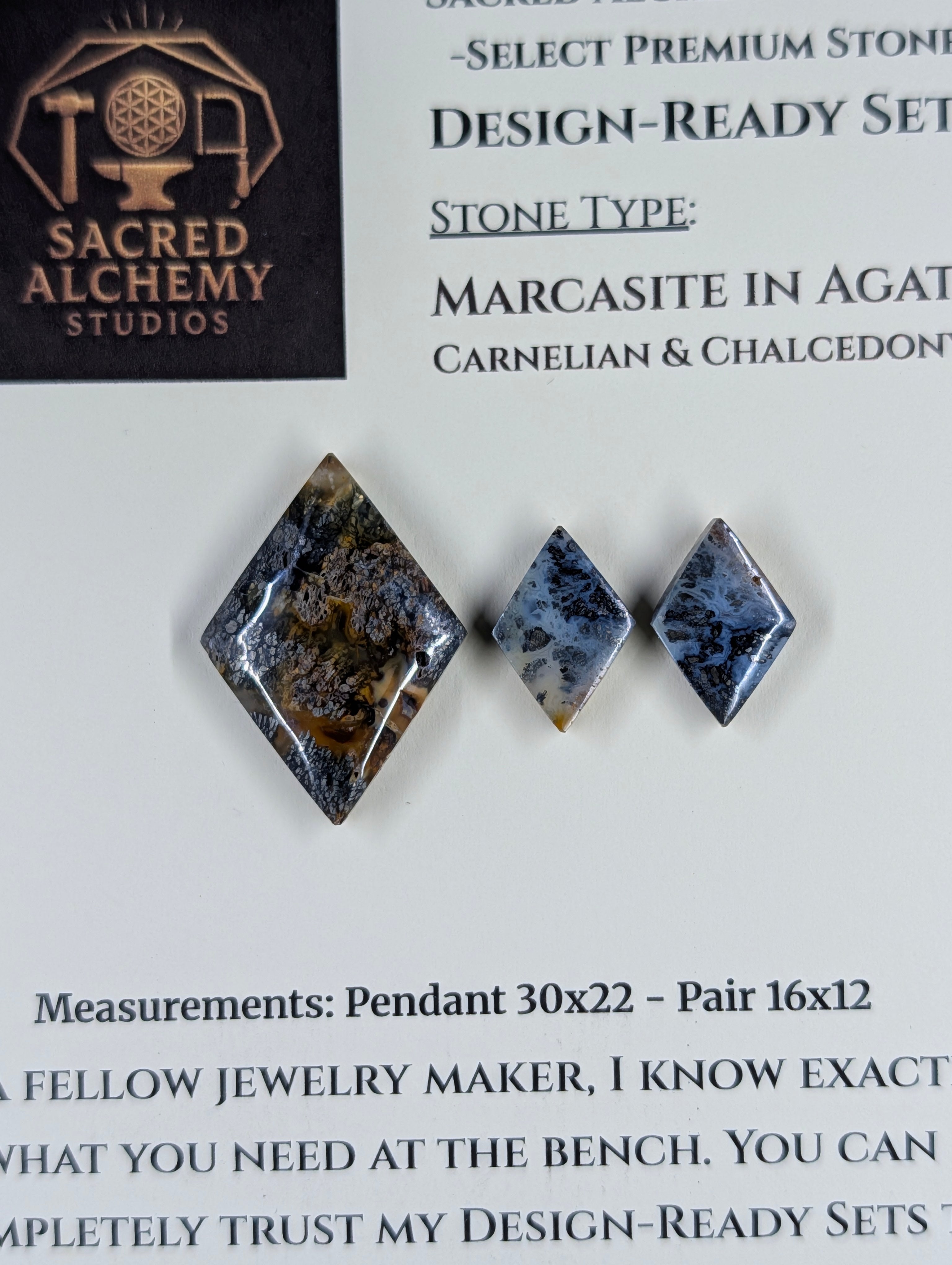 Rhombus Shape - Marcasite in Agate - Sacred Alchemy Select Premium Collection - Design-Ready Set by Sacred Alchemy Studios