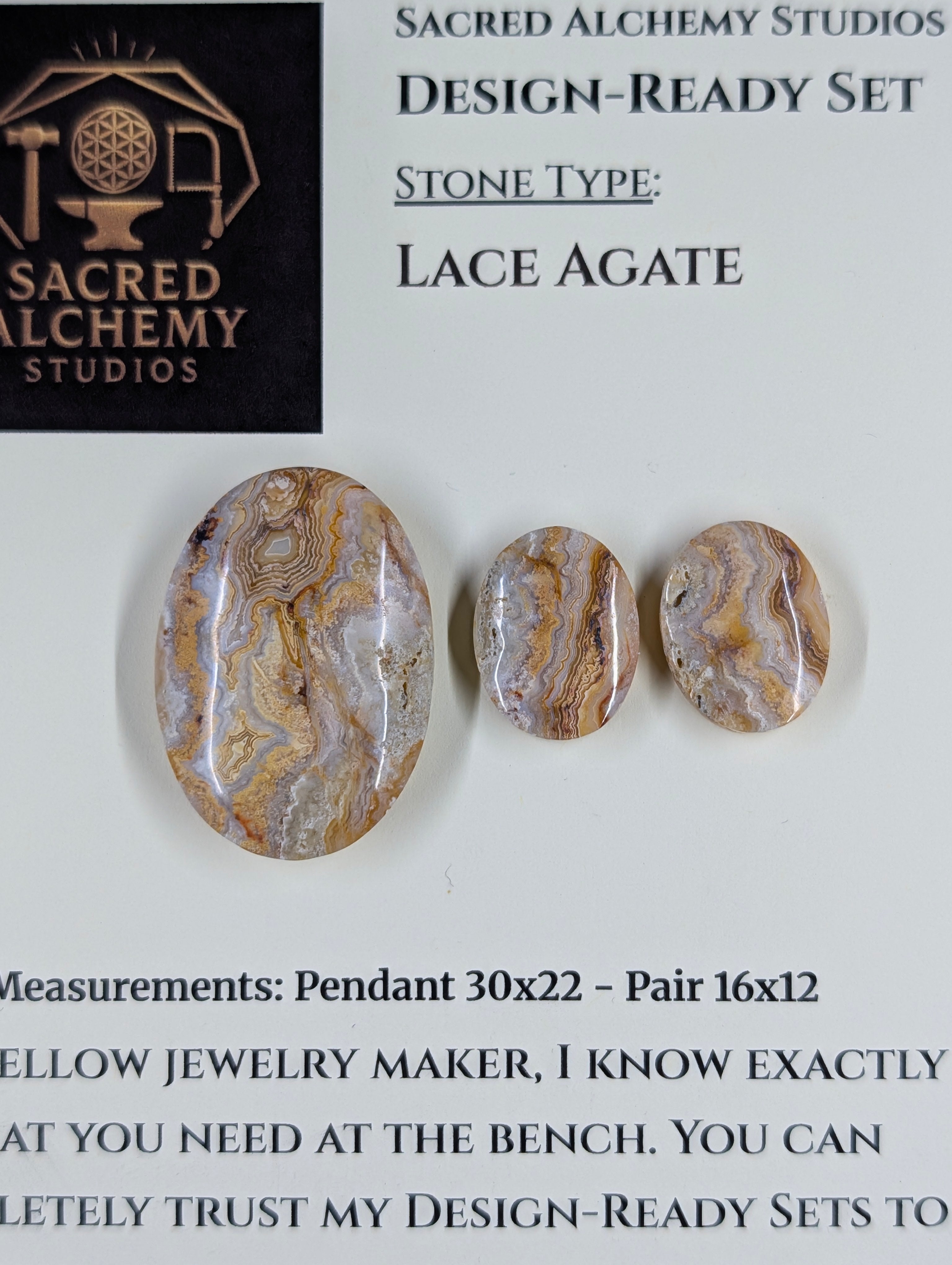 Oval Shape - Lace Agate - Design-Ready Set by Sacred Alchemy Studios