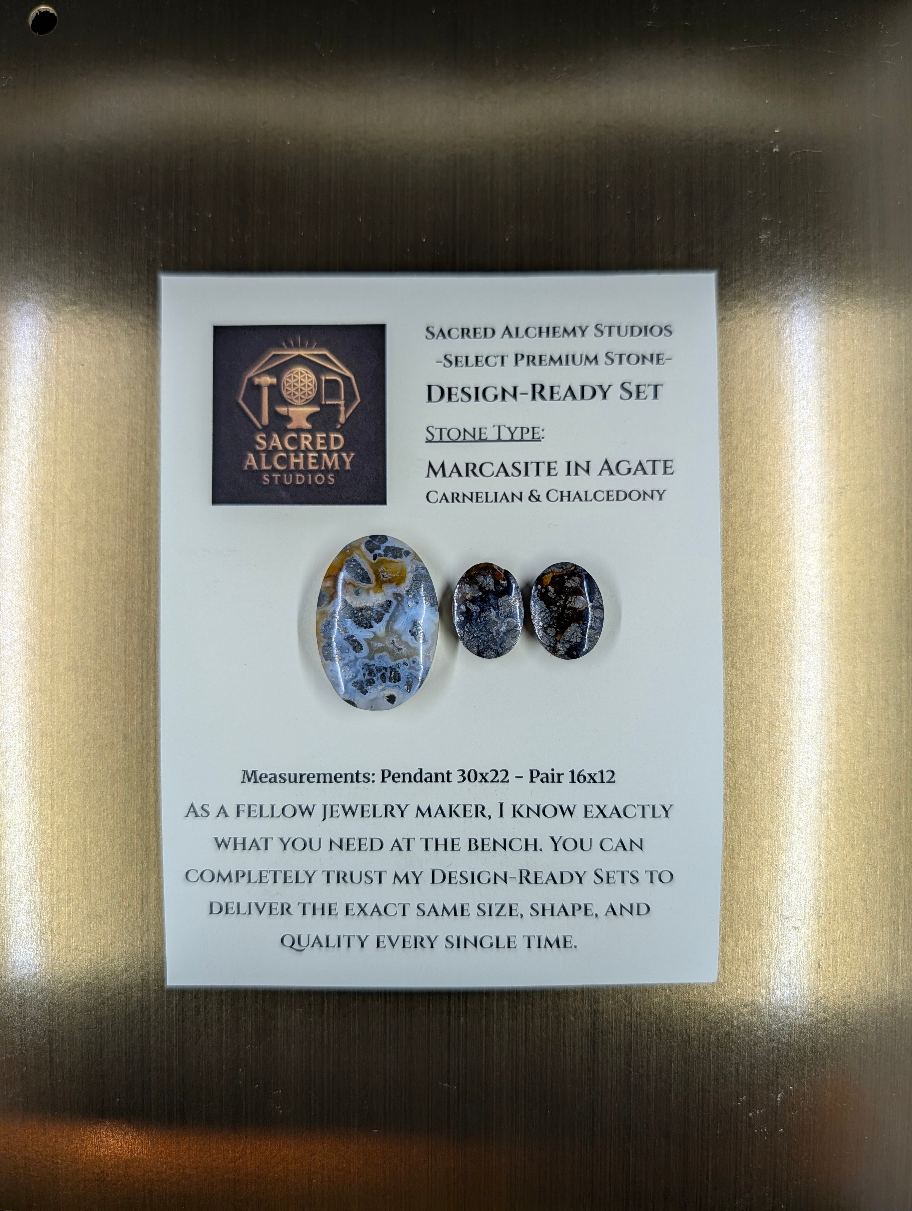 Oval Shape - Marcasite in Agate - Sacred Alchemy Select - Design-Ready Set by Sacred Alchemy Studios