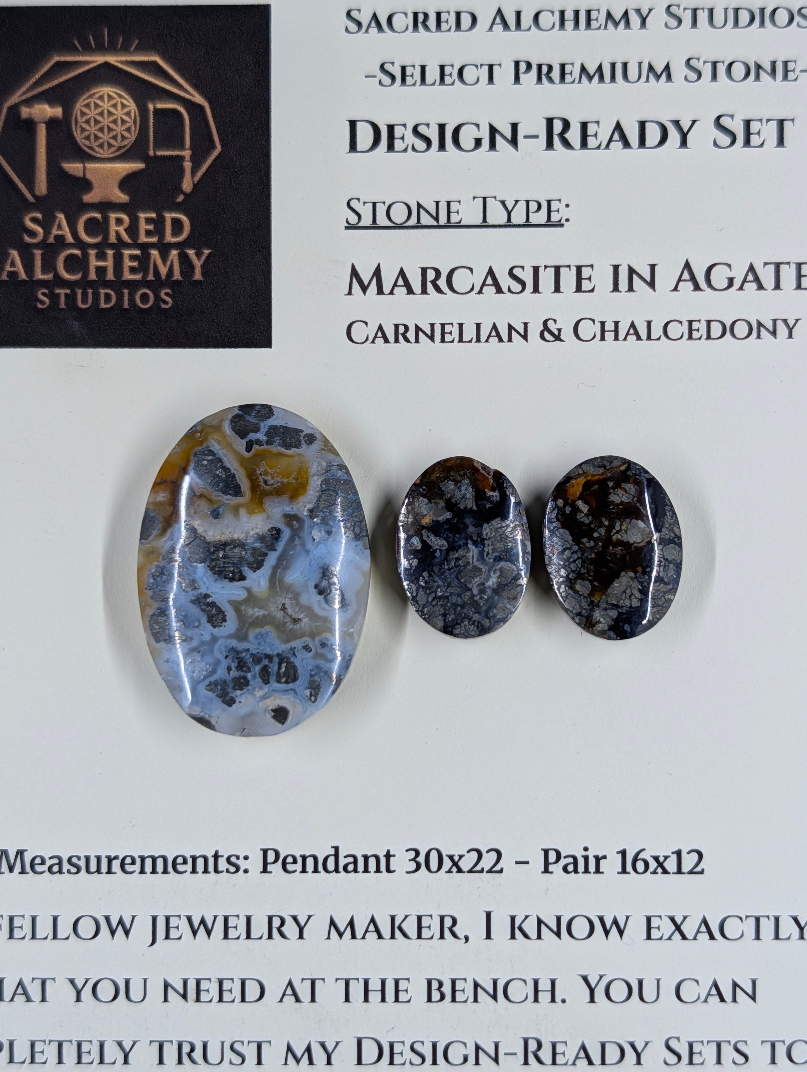 Oval Shape - Marcasite in Agate - Sacred Alchemy Select - Design-Ready Set by Sacred Alchemy Studios