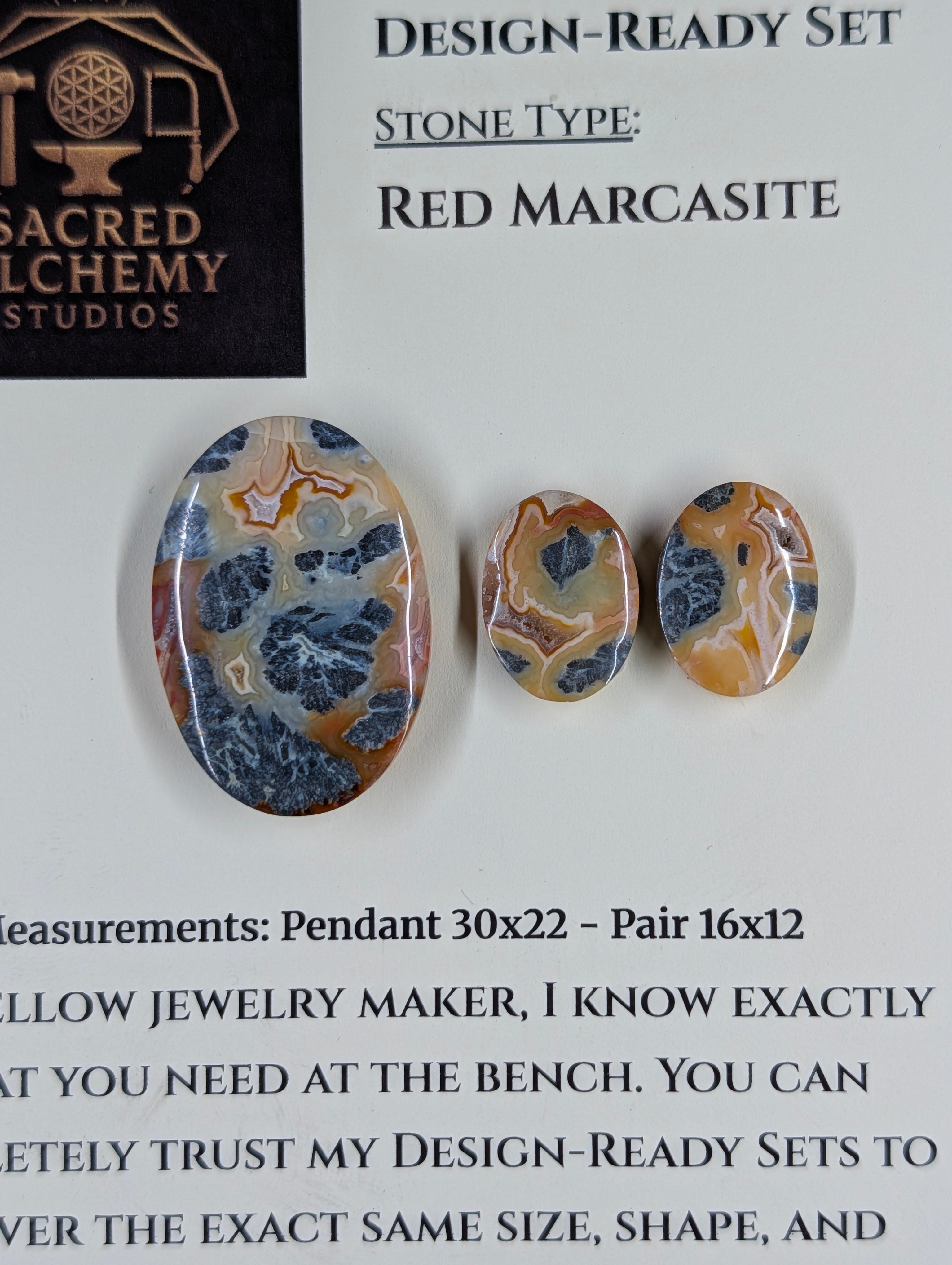Oval Shape - Red Marcasite - Design-Ready Sets by Sacred Alchemy Studios