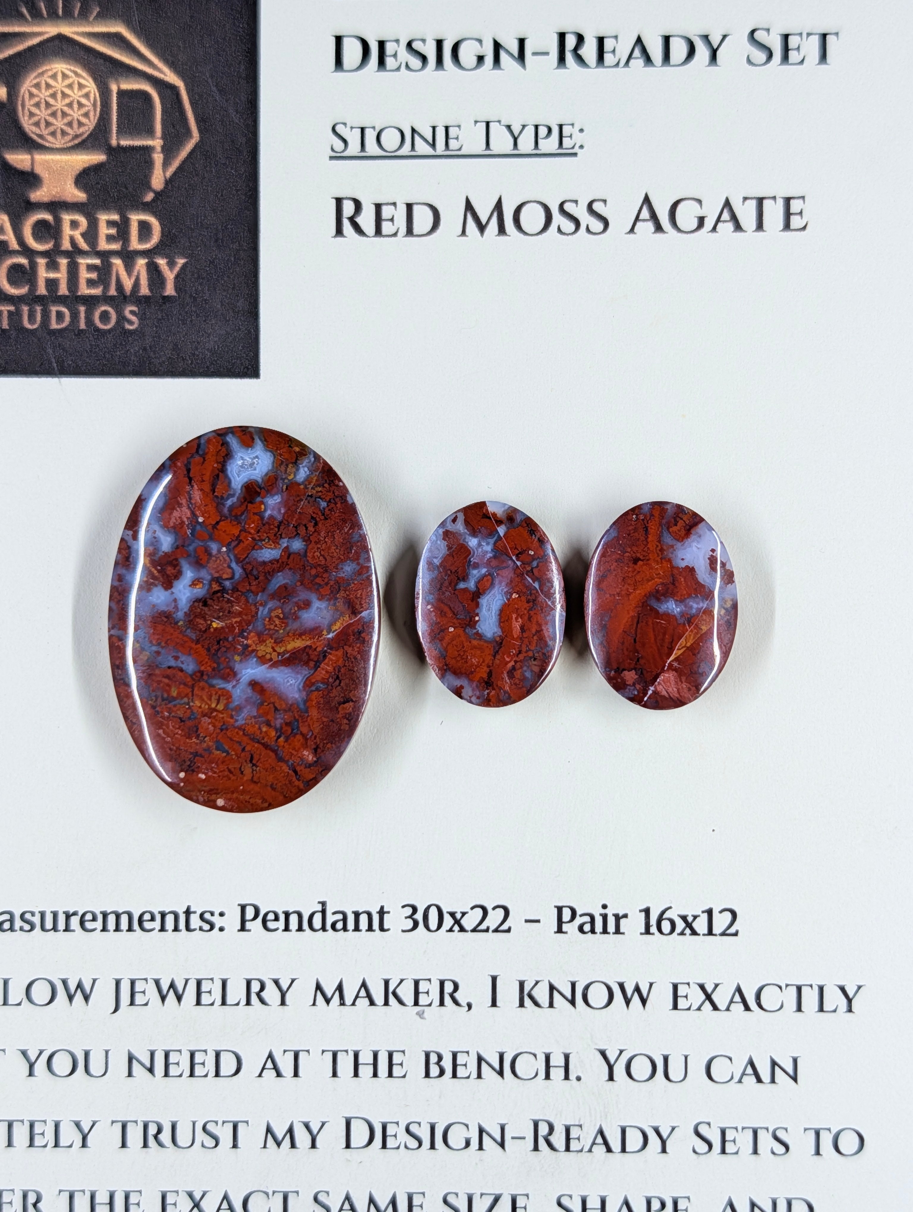 Oval Shape - Red Moss Agate - Design-Ready Sets by Sacred Alchemy Studios