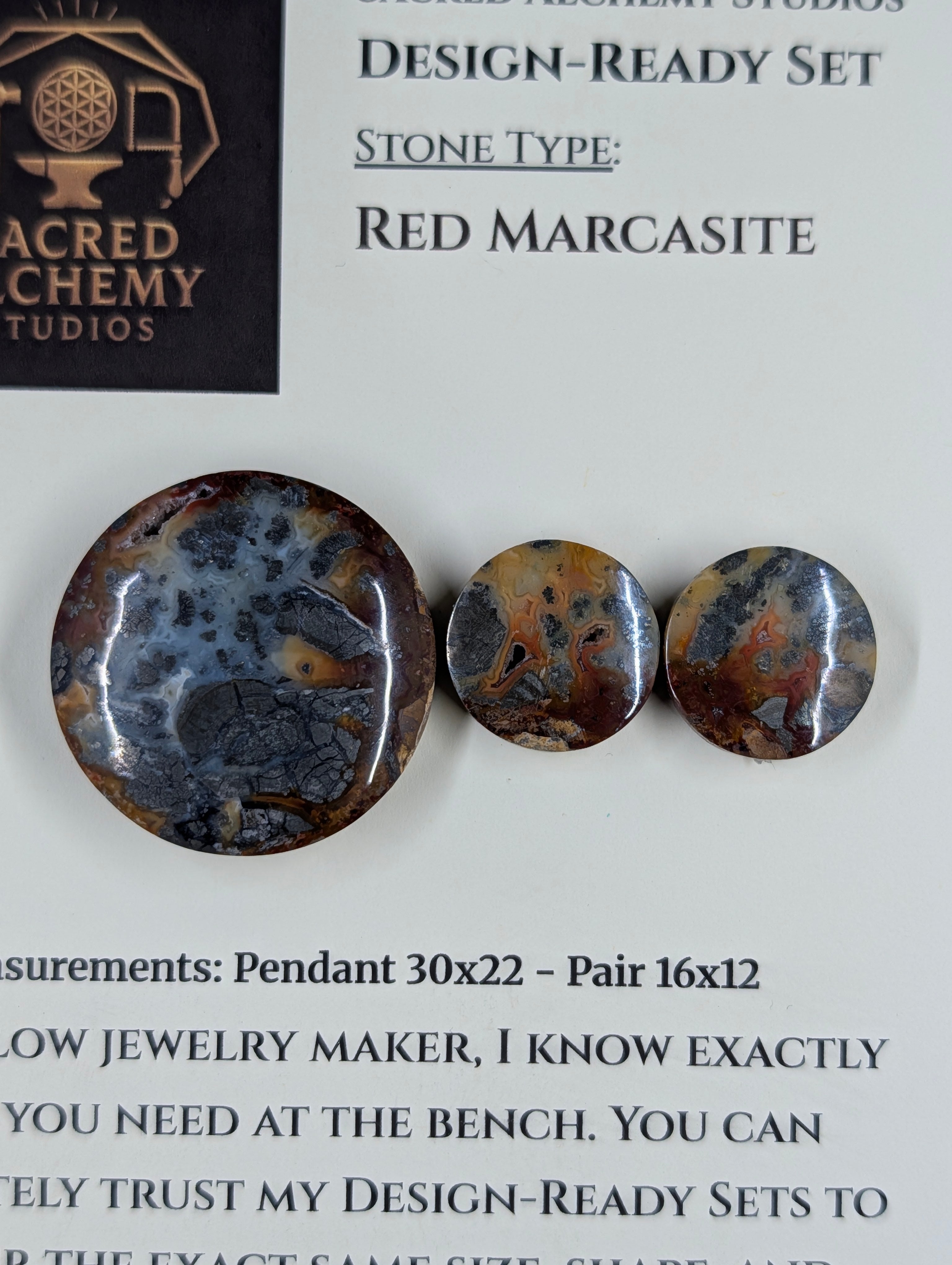 Circle Shape - Red Marcasite - Design-Ready Set