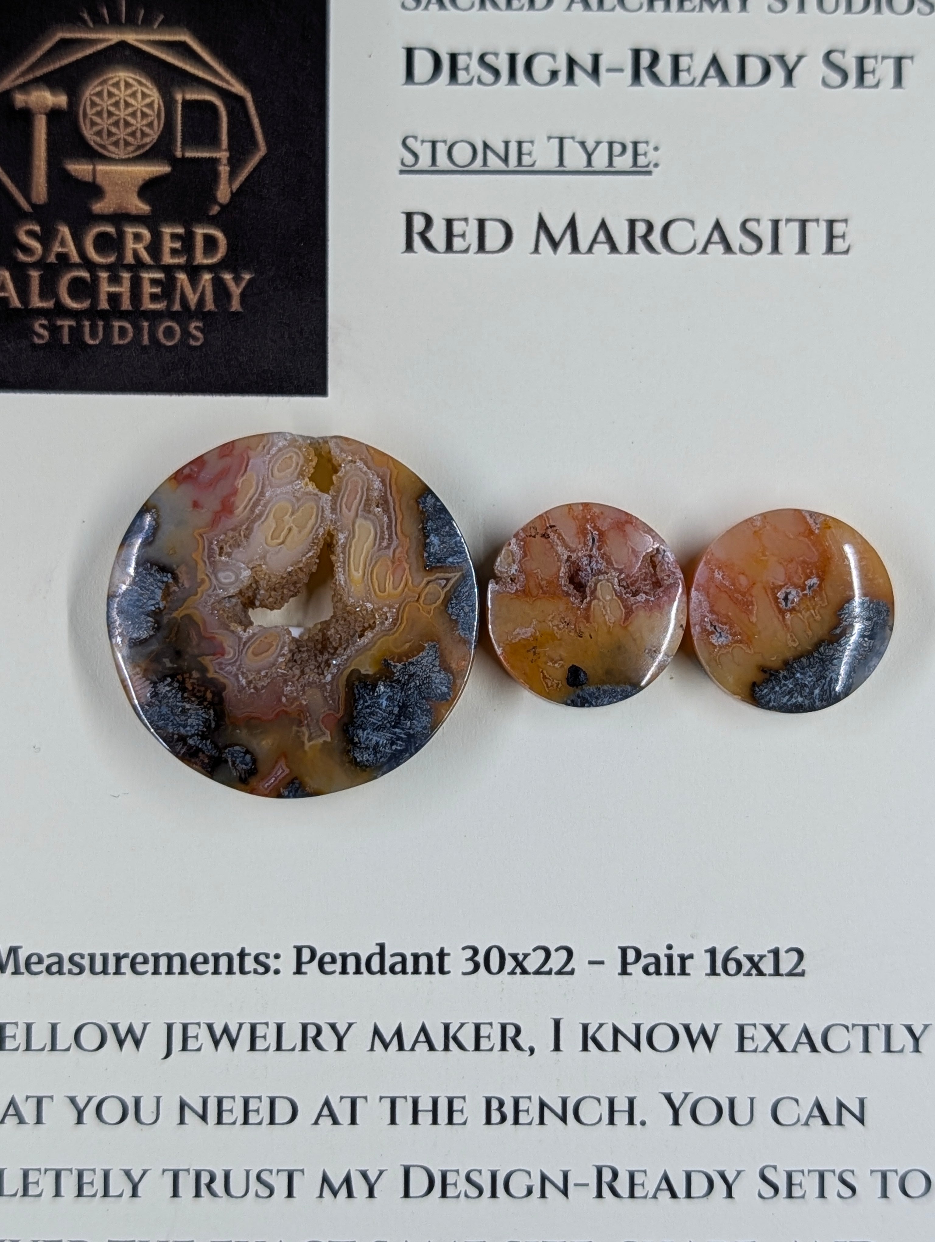 Circle Shape - Red Marcasite - Design-Ready Set