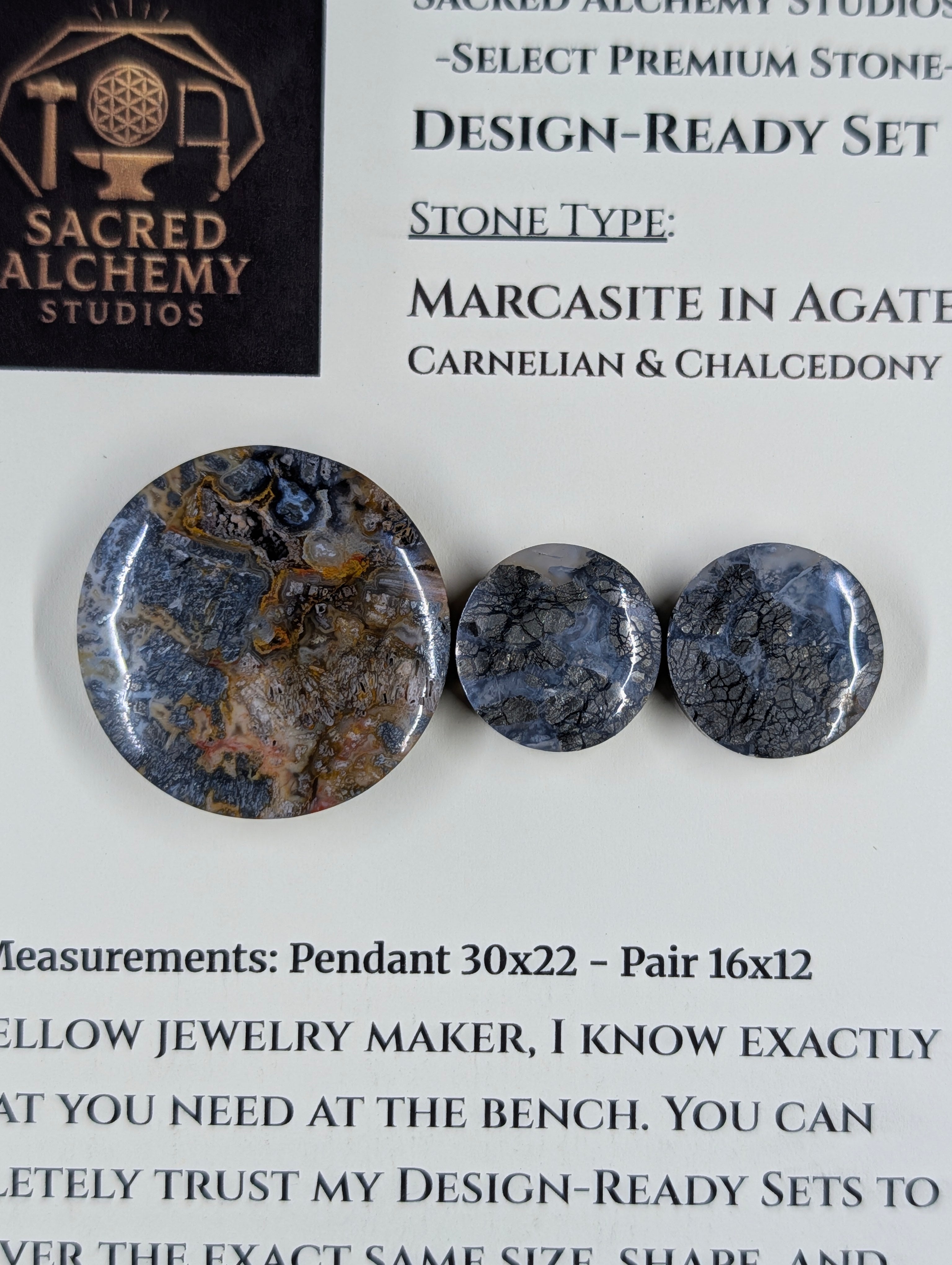 Circle Shape - Marcasite in Agate - Sacred Alchemy Select - Design-Ready Set