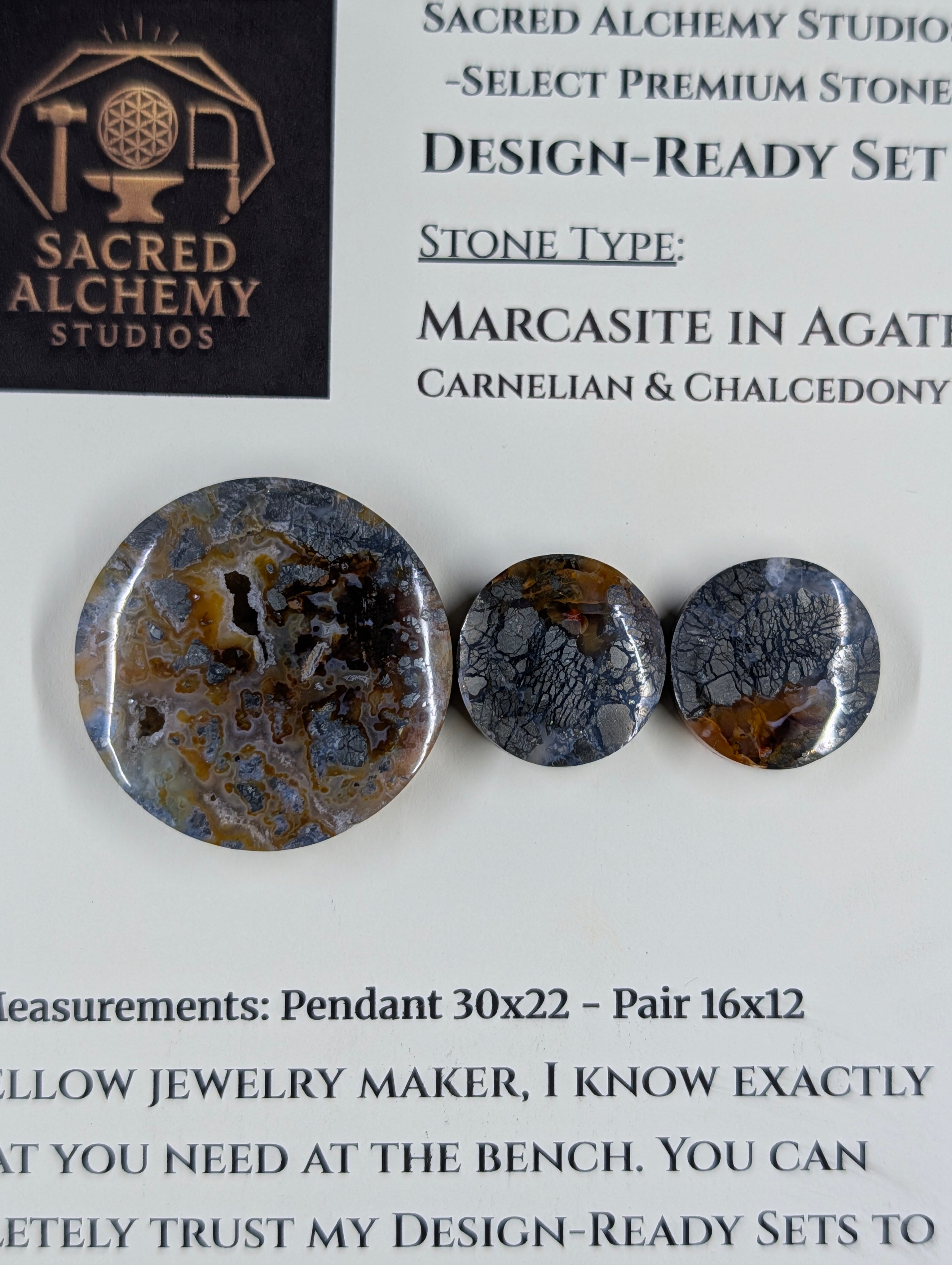 Circle Shape - Marcasite in Agate - Sacred Alchemy Select - Design-Ready Set