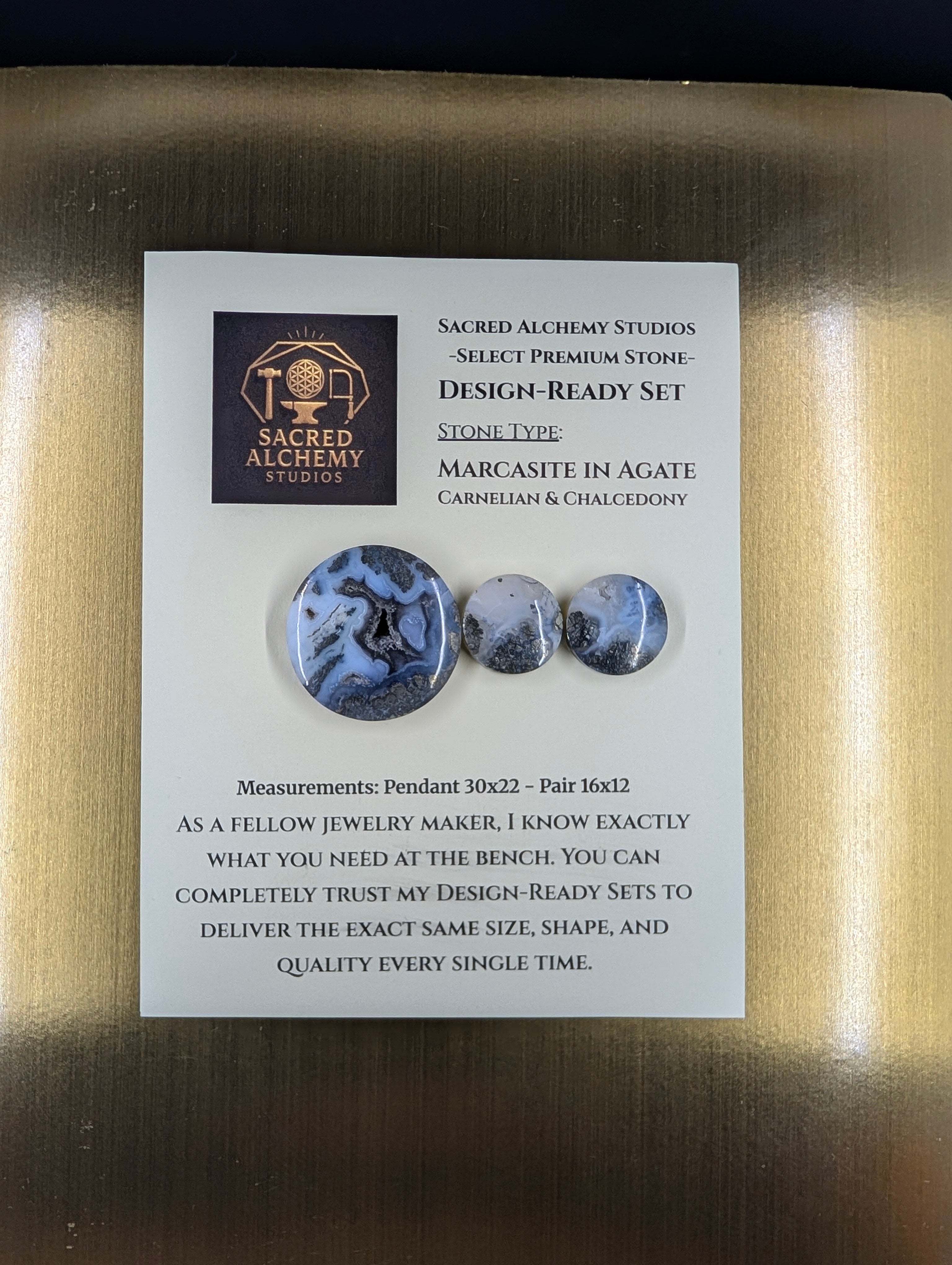Circle Shape - Marcasite in Agate - Sacred Alchemy Select - Design-Ready Set