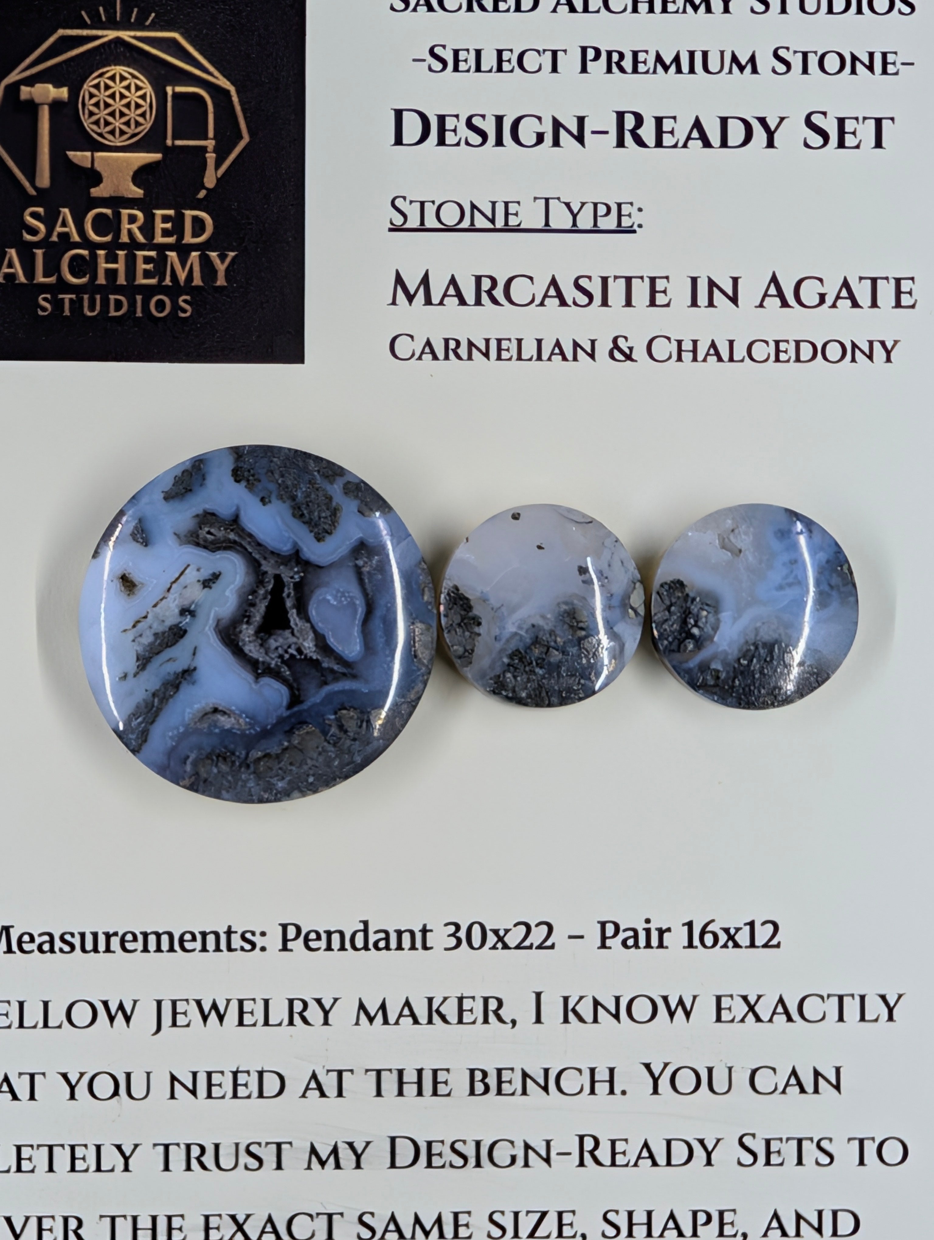 Circle Shape - Marcasite in Agate - Sacred Alchemy Select - Design-Ready Set