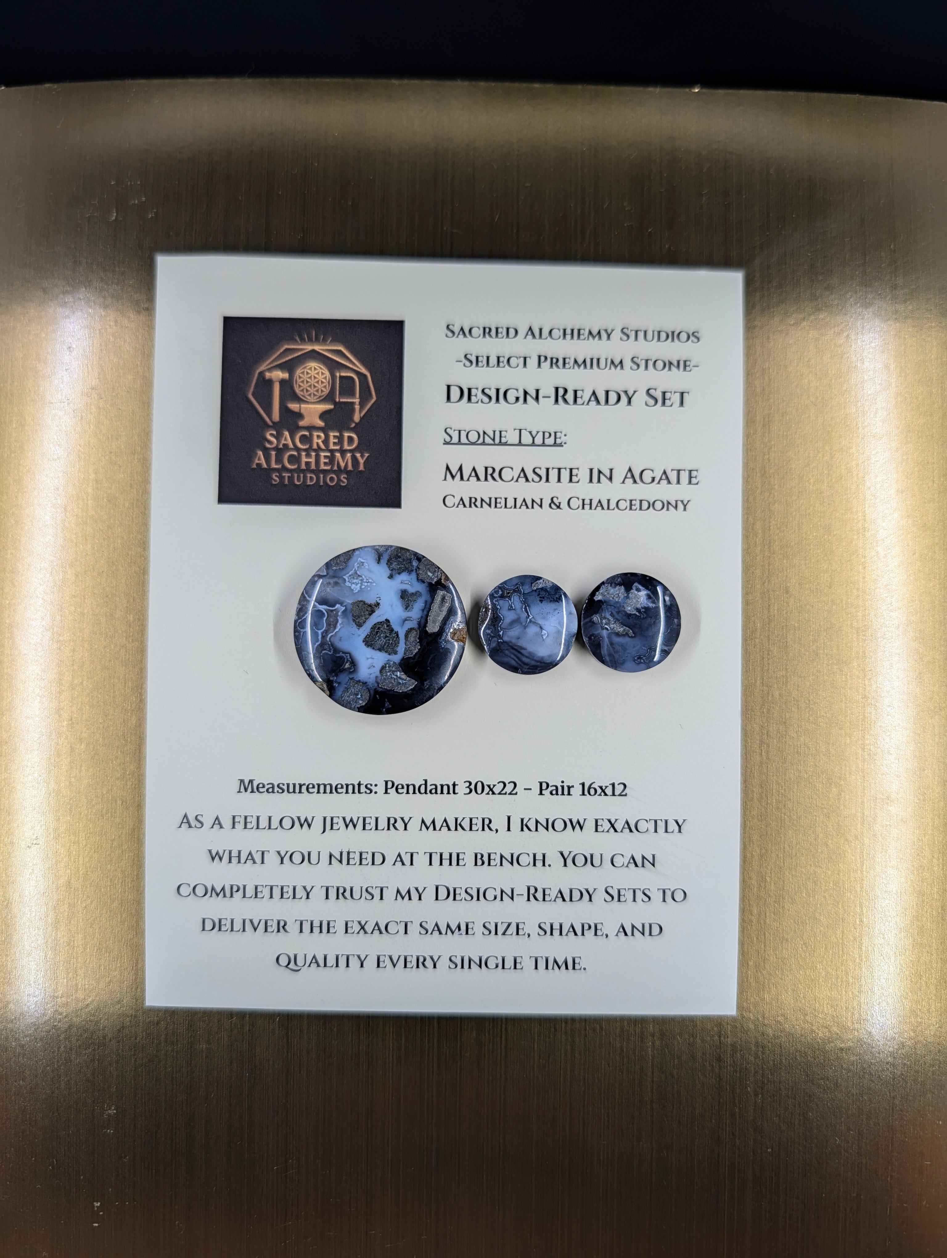 Circle Shape - Marcasite in Agate - Sacred Alchemy Select - Design-Ready Set