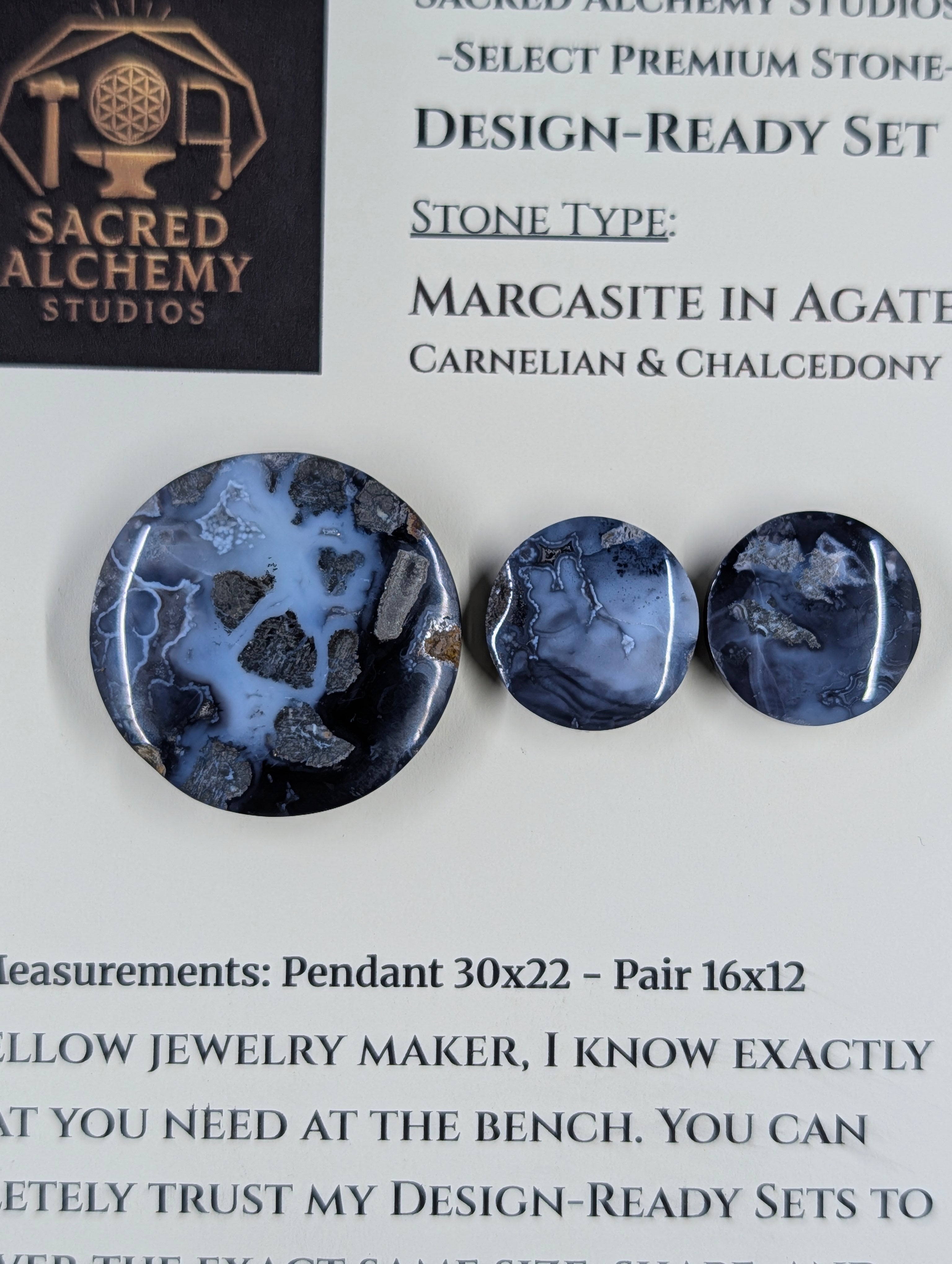 Circle Shape - Marcasite in Agate - Sacred Alchemy Select - Design-Ready Set