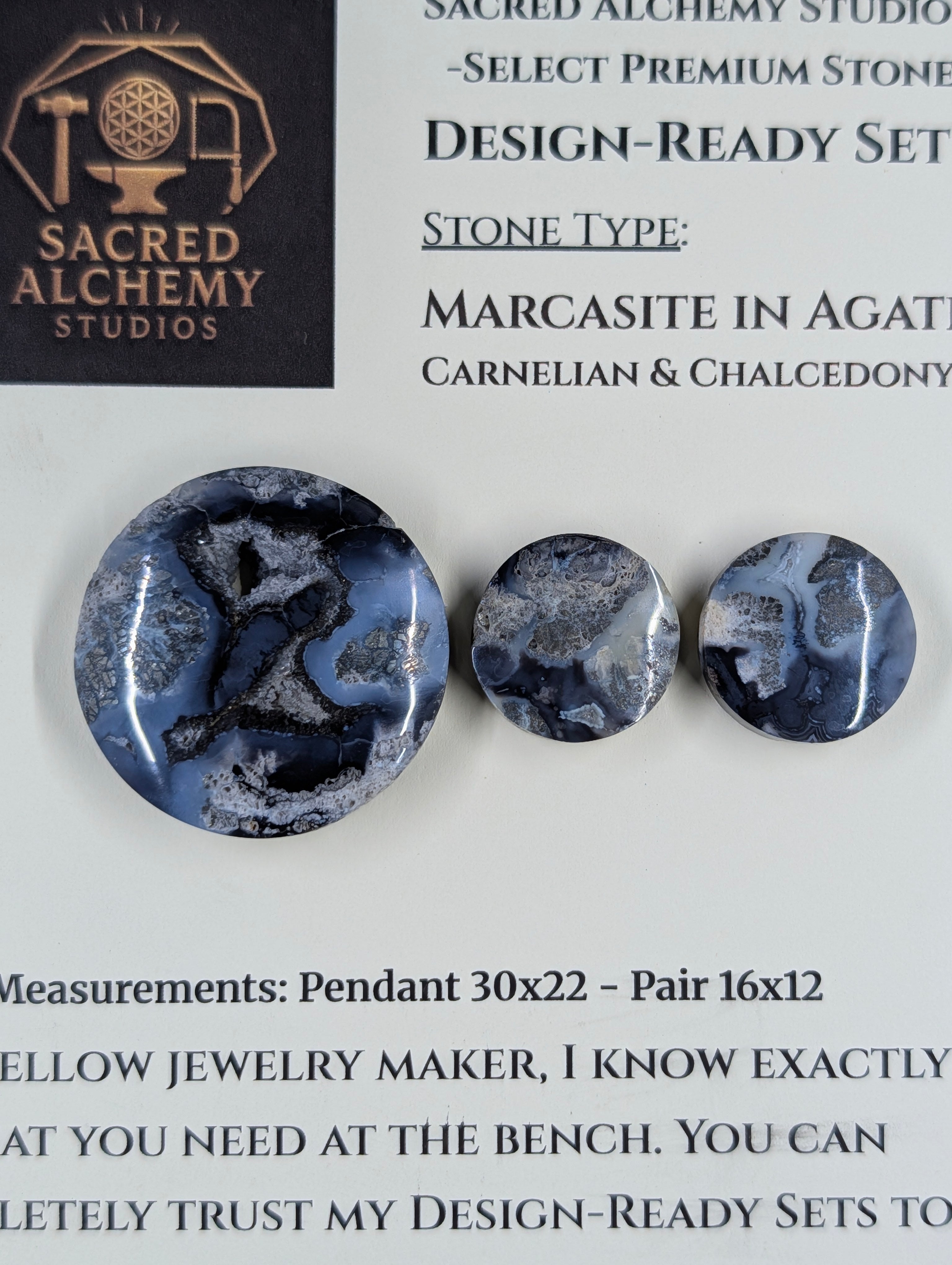 Circle Shape - Marcasite in Agate - Sacred Alchemy Select - Design-Ready Set
