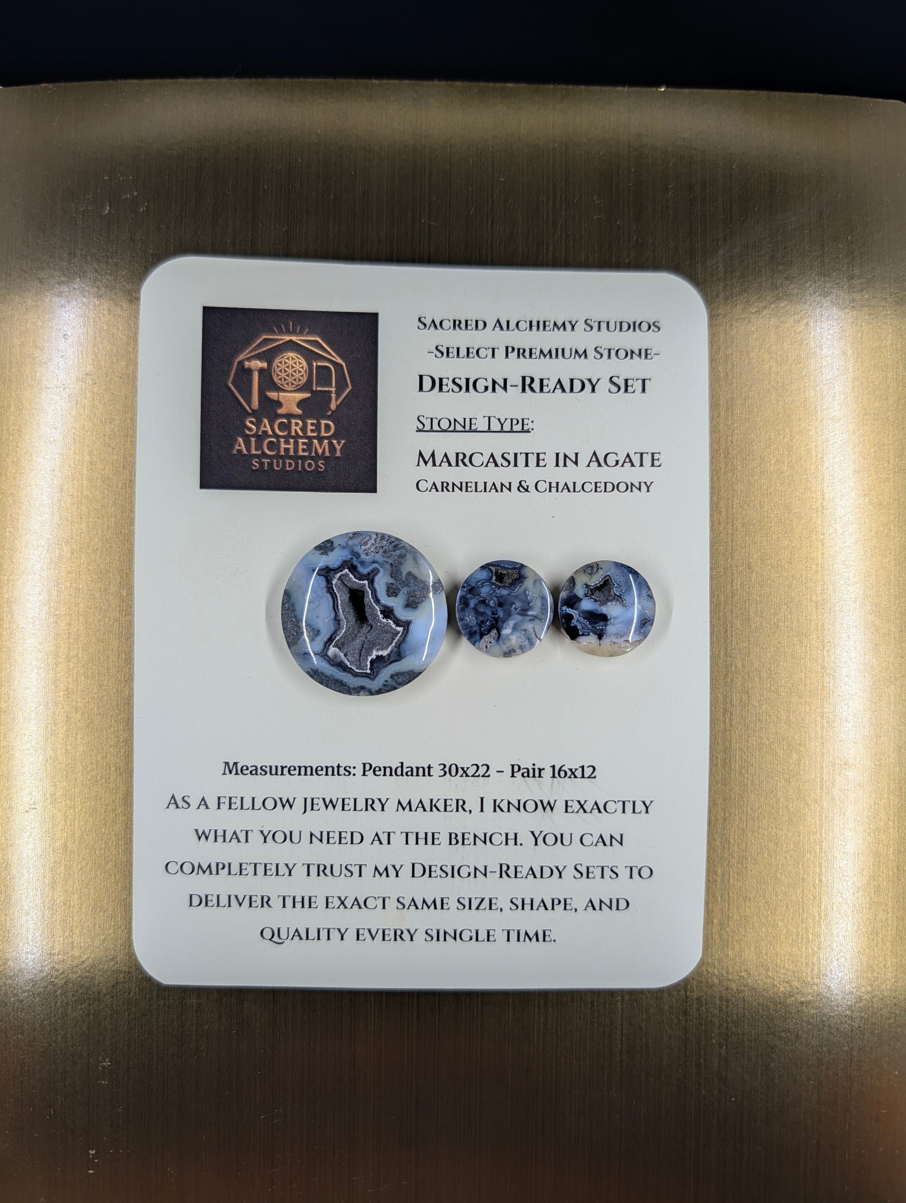 Circle Shape - Marcasite in Agate - Sacred Alchemy Select - Design-Ready Set