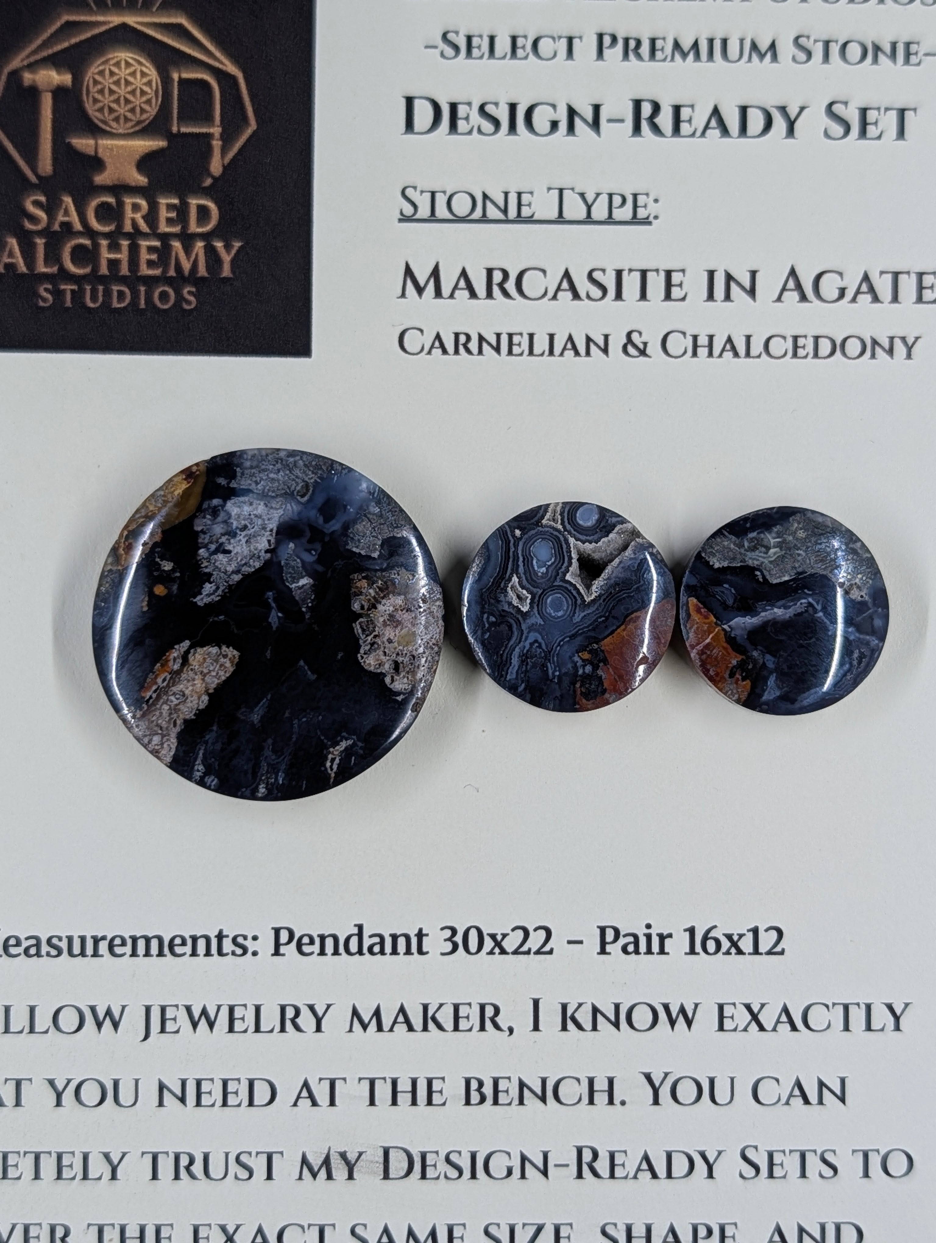 Circle Shape - Marcasite in Agate - Sacred Alchemy Select - Design-Ready Set