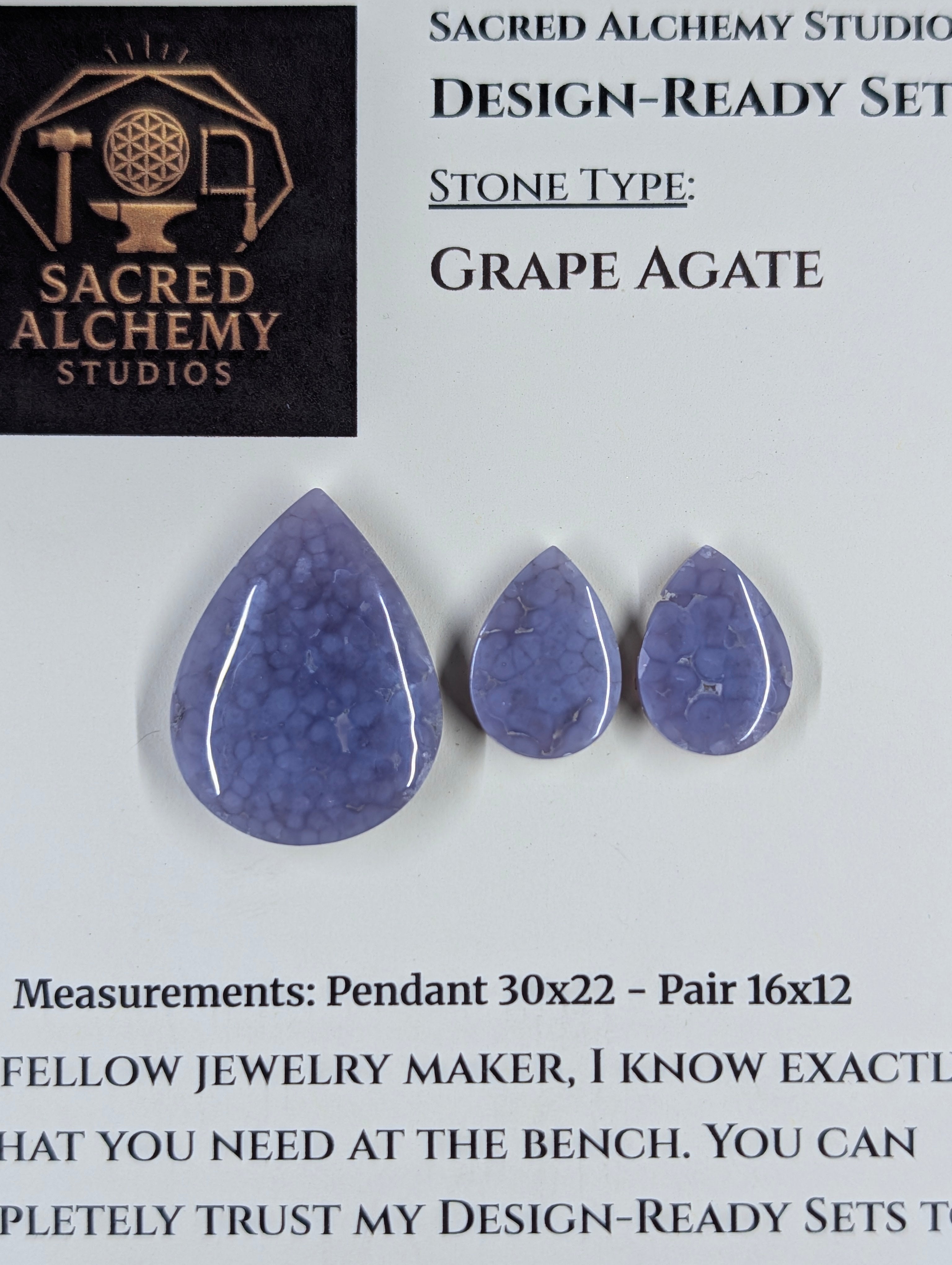 Tear Shape - Grape Agate - Design-Ready Set