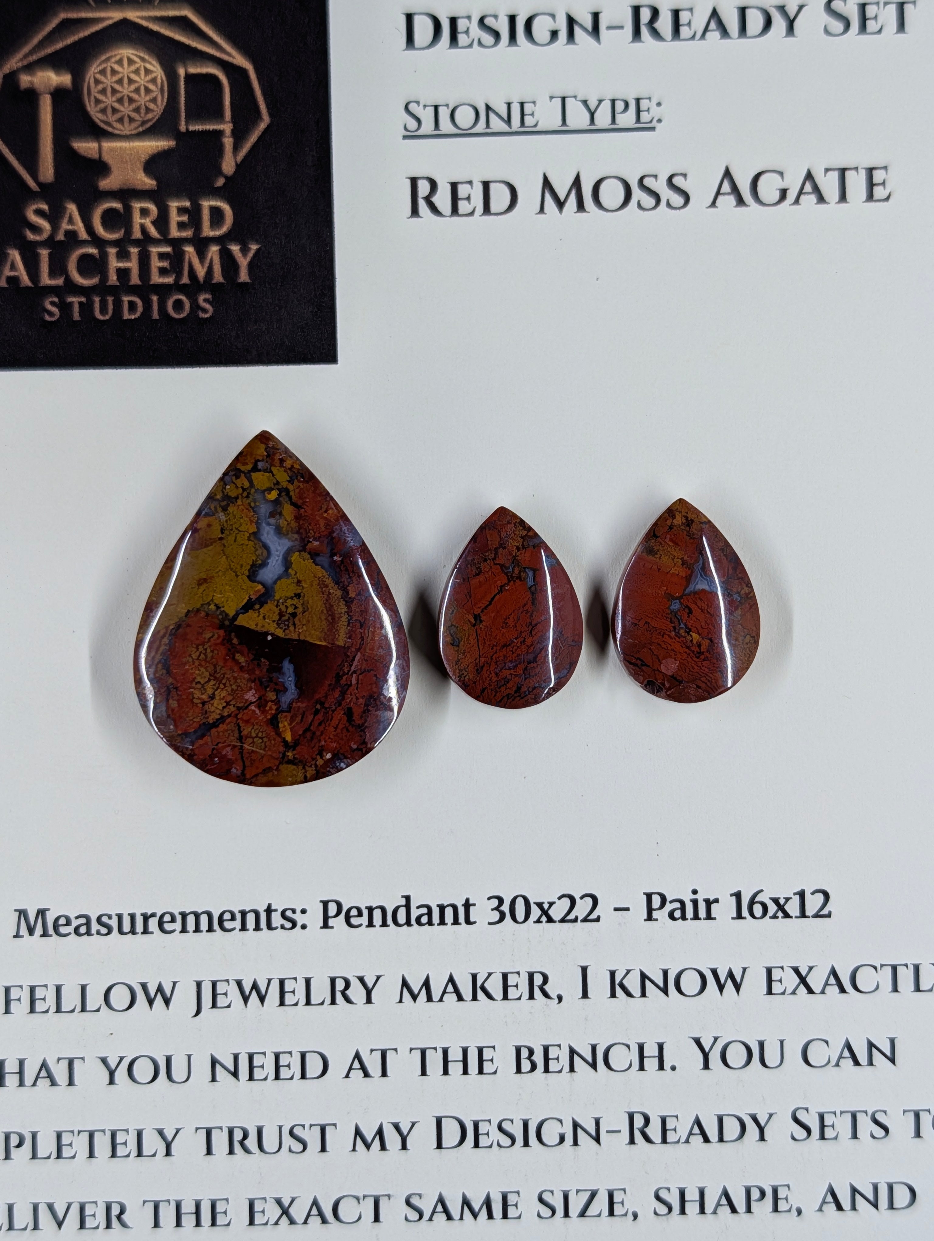 Tear Shape - Red Moss Agate - Design-Ready Sets
