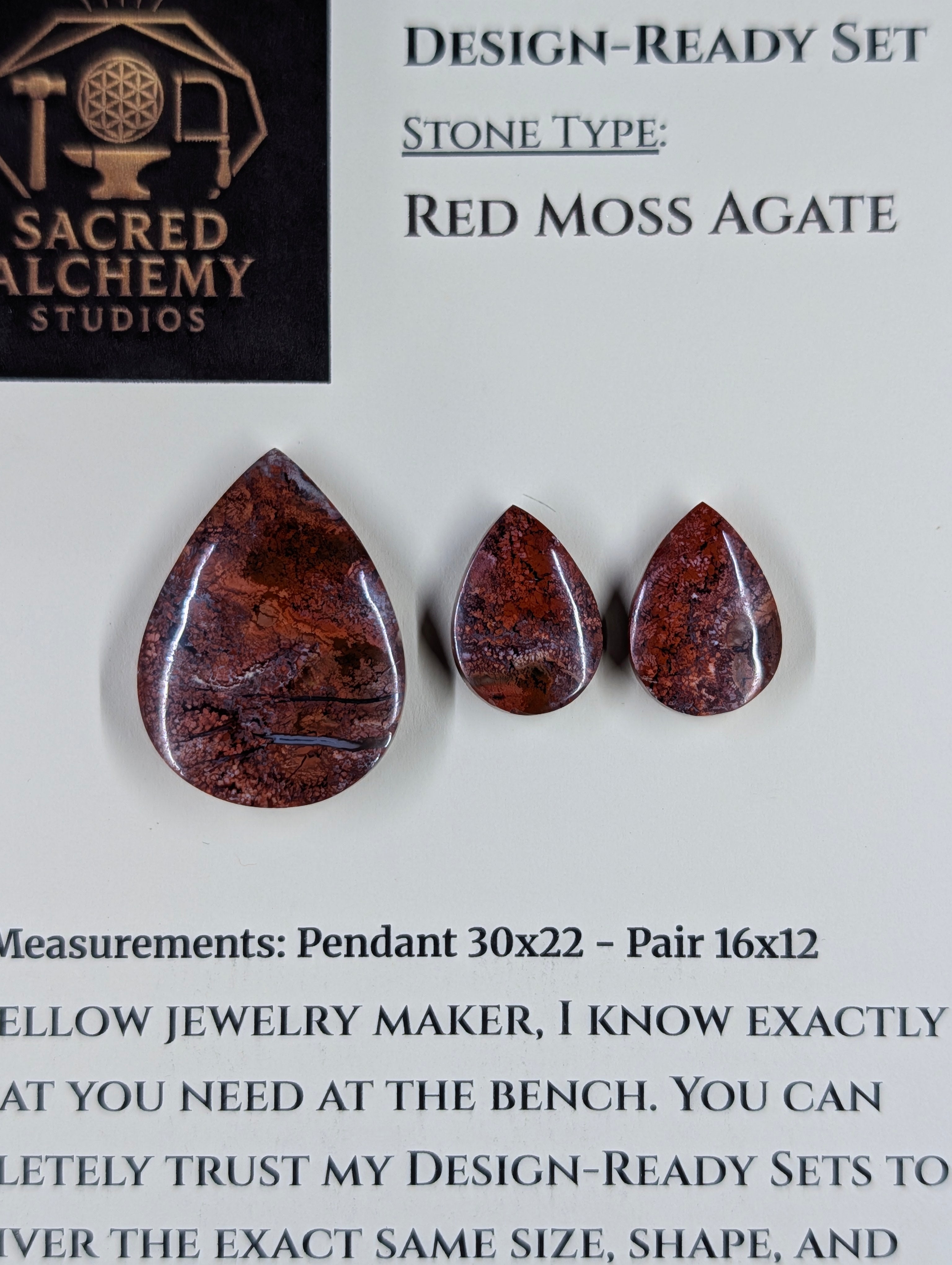 Tear Shape - Red Moss Agate - Design-Ready Sets