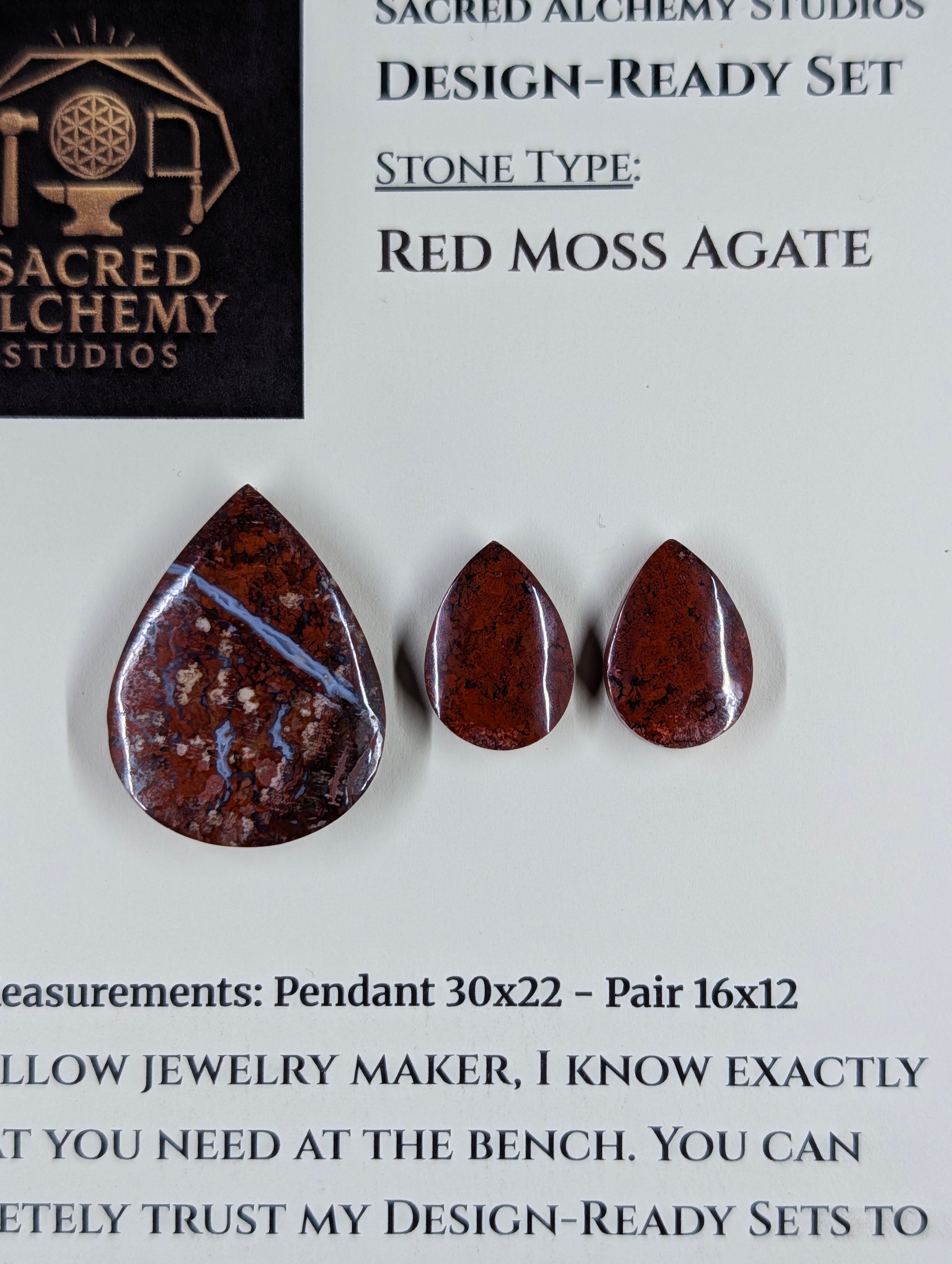 Tear Shape - Red Moss Agate - Design-Ready Sets